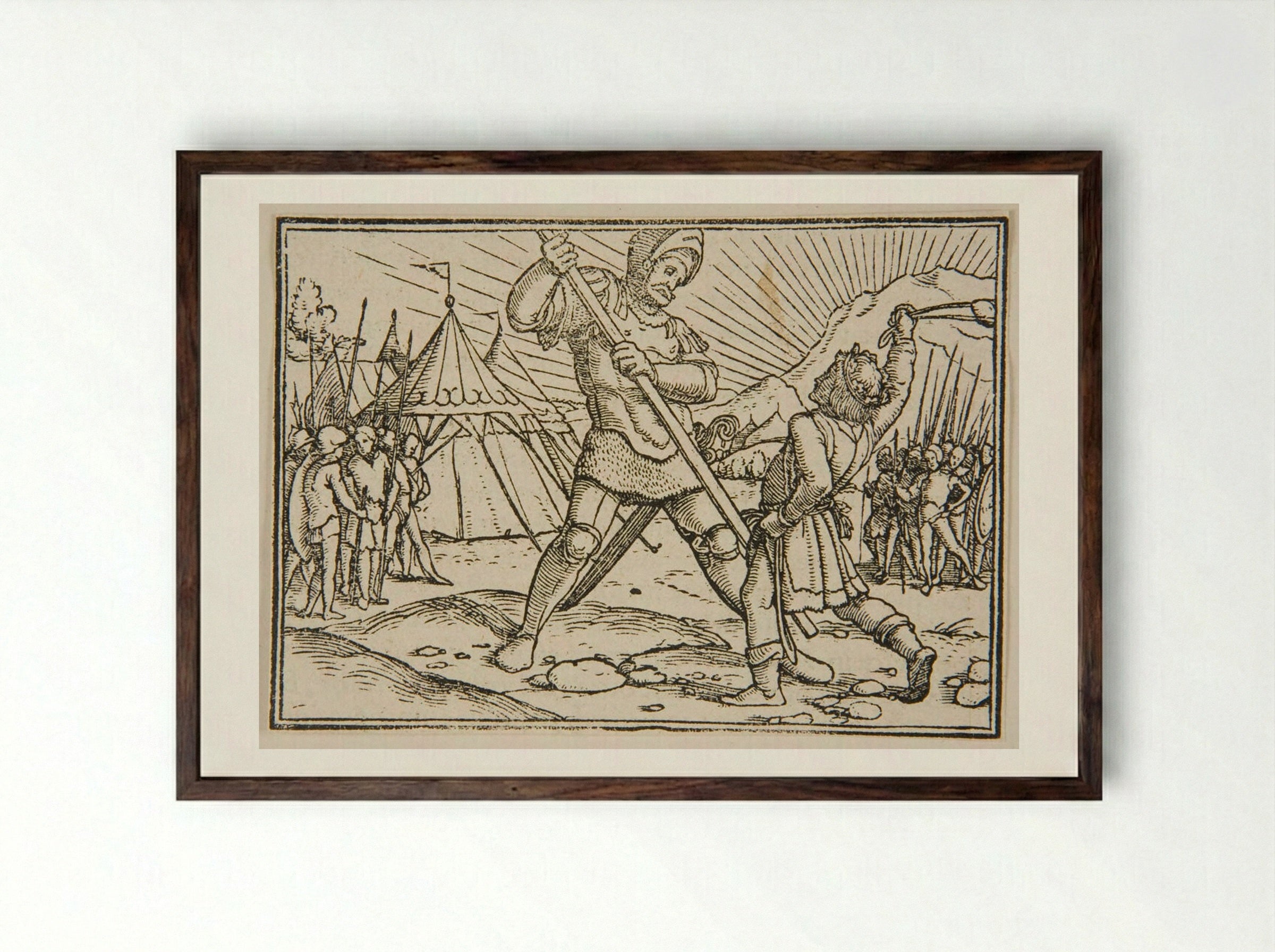 David Kills Goliath - Hans Holbein the Younger - Framed Print Dark Wood