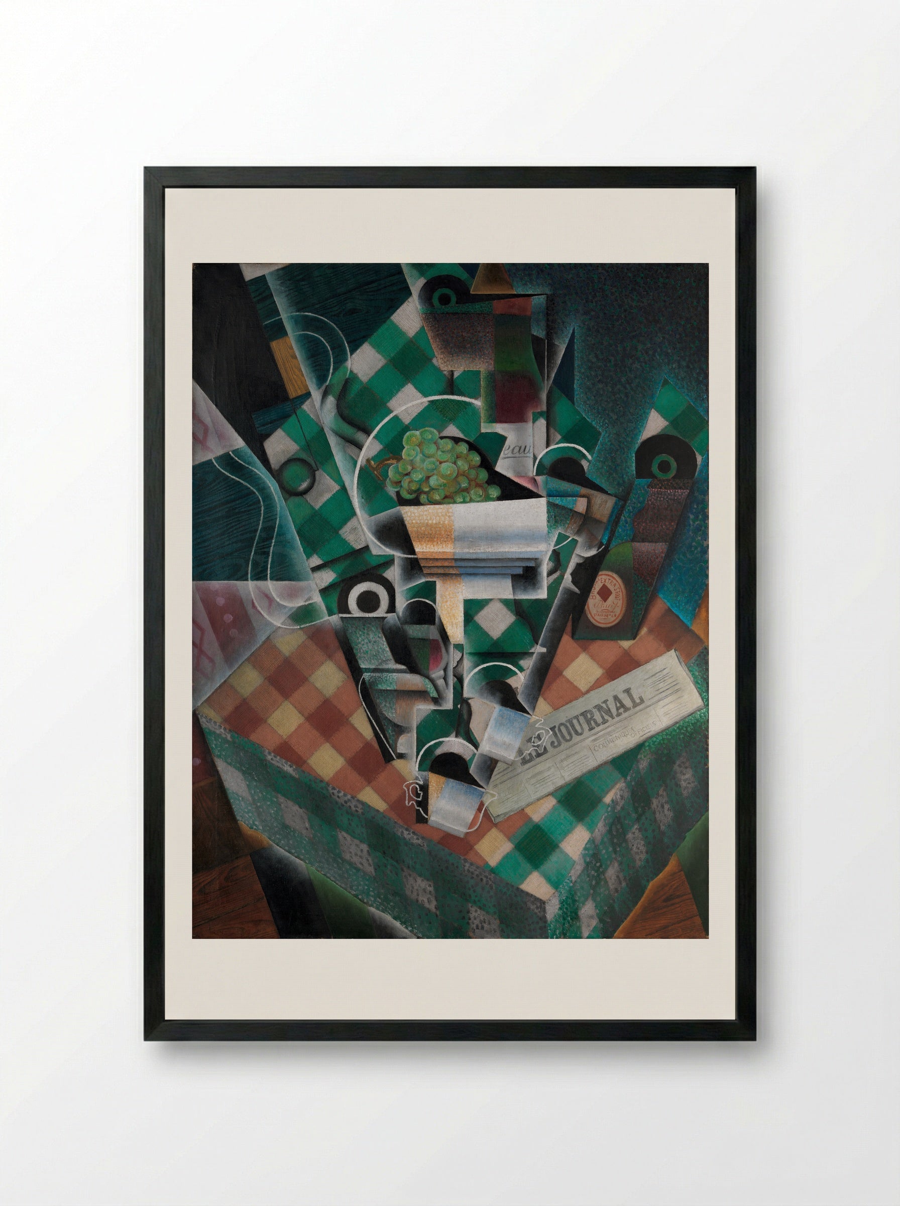 Still Life with Checked Tablecloth - Juan Gris - Framed Print Black