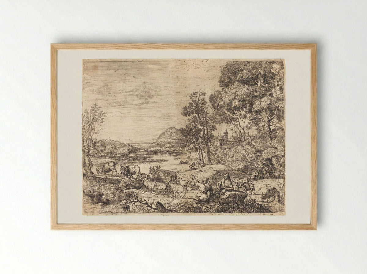 Shepherd and Shepherdess - Claude Lorrain - Framed Print Wood