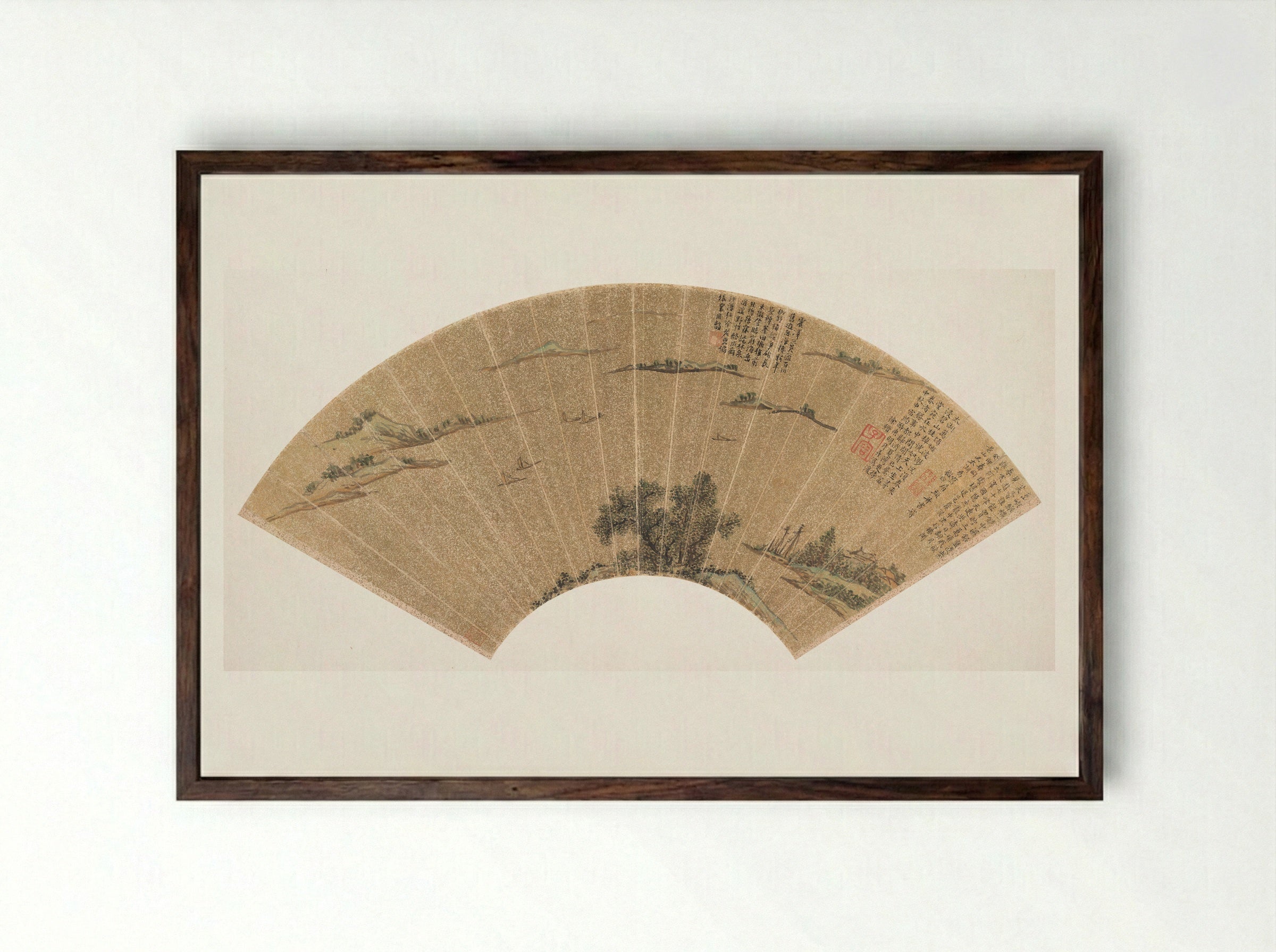 View of Lake Tai - Wen Zhengming - Framed Print Dark Wood