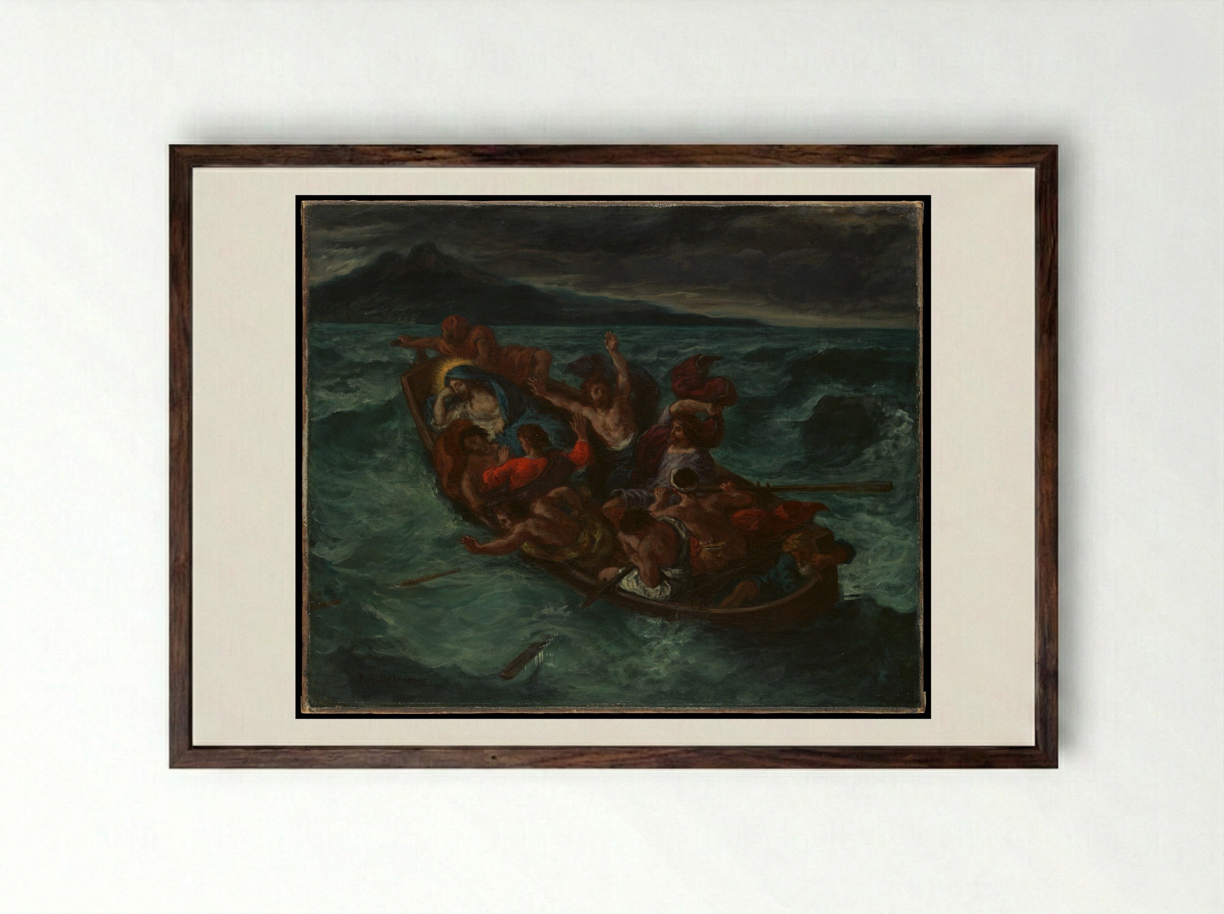 Christ Asleep during the Tempest - Eugène Delacroix - Framed Print Dark Wood