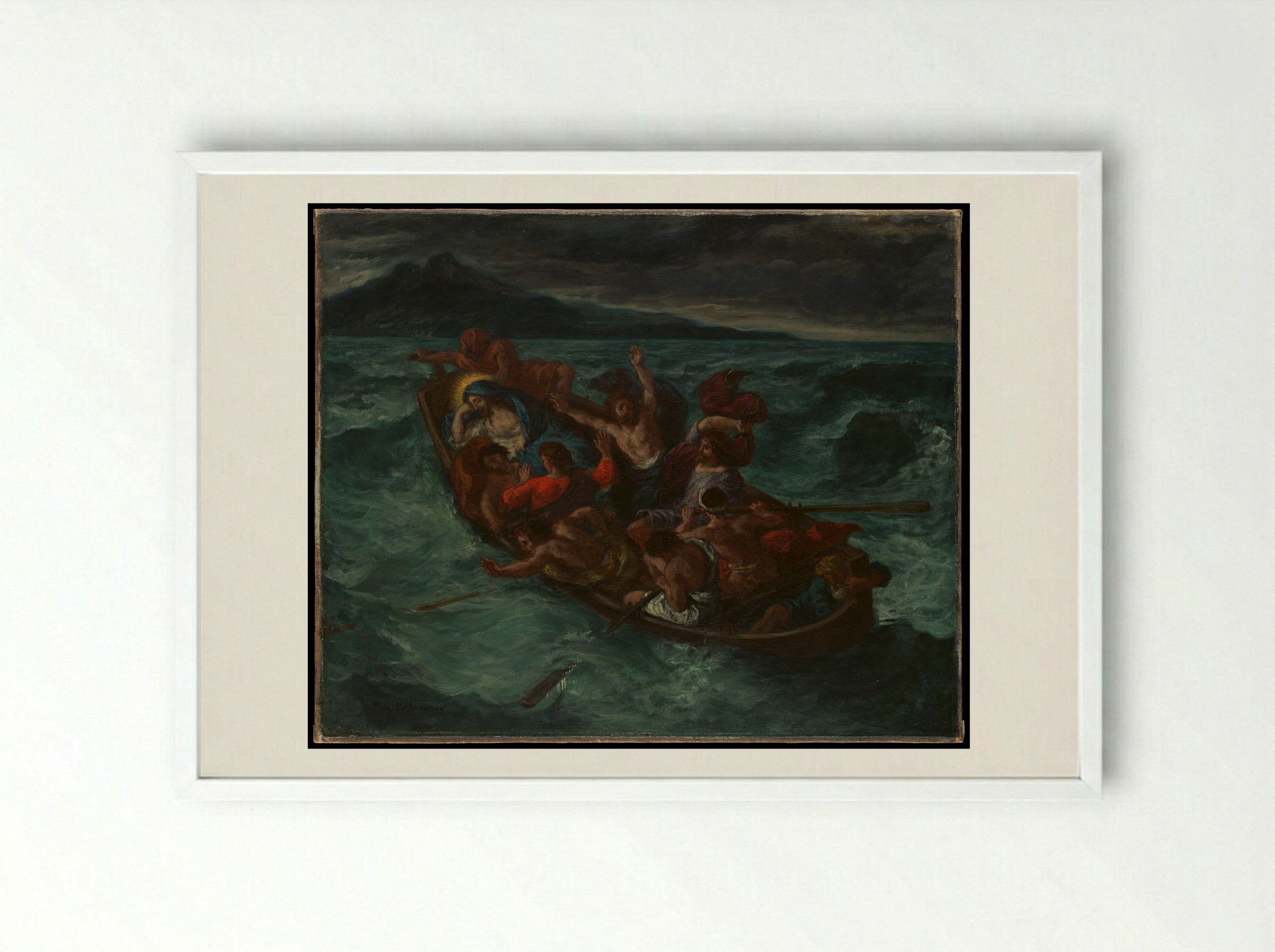 Christ Asleep during the Tempest - Eugène Delacroix - Framed Print White