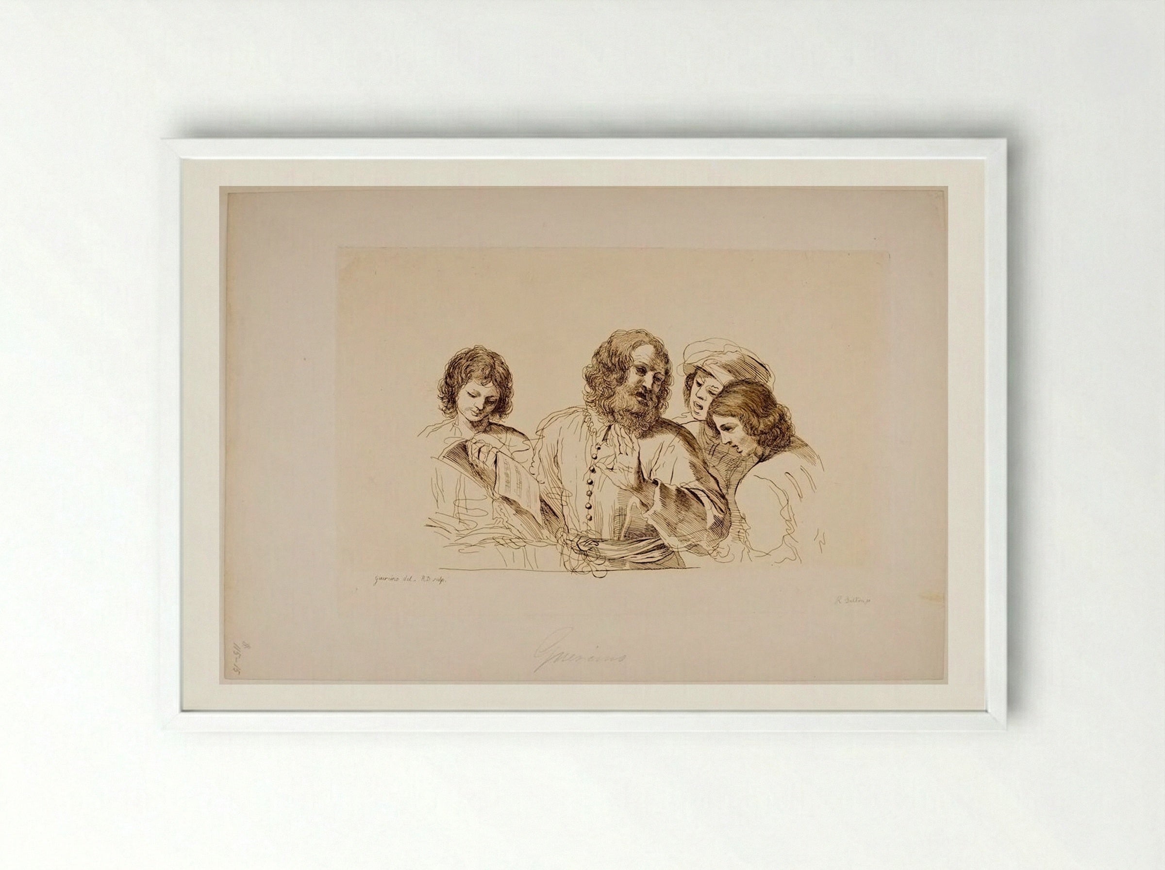 Four Men Singing - Richard Dalton - Framed Print White