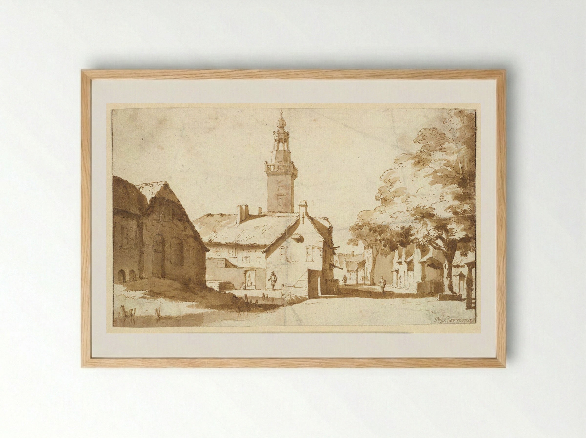 View of Nieuwkoop - Jan de Bisschop - Framed Print Wood
