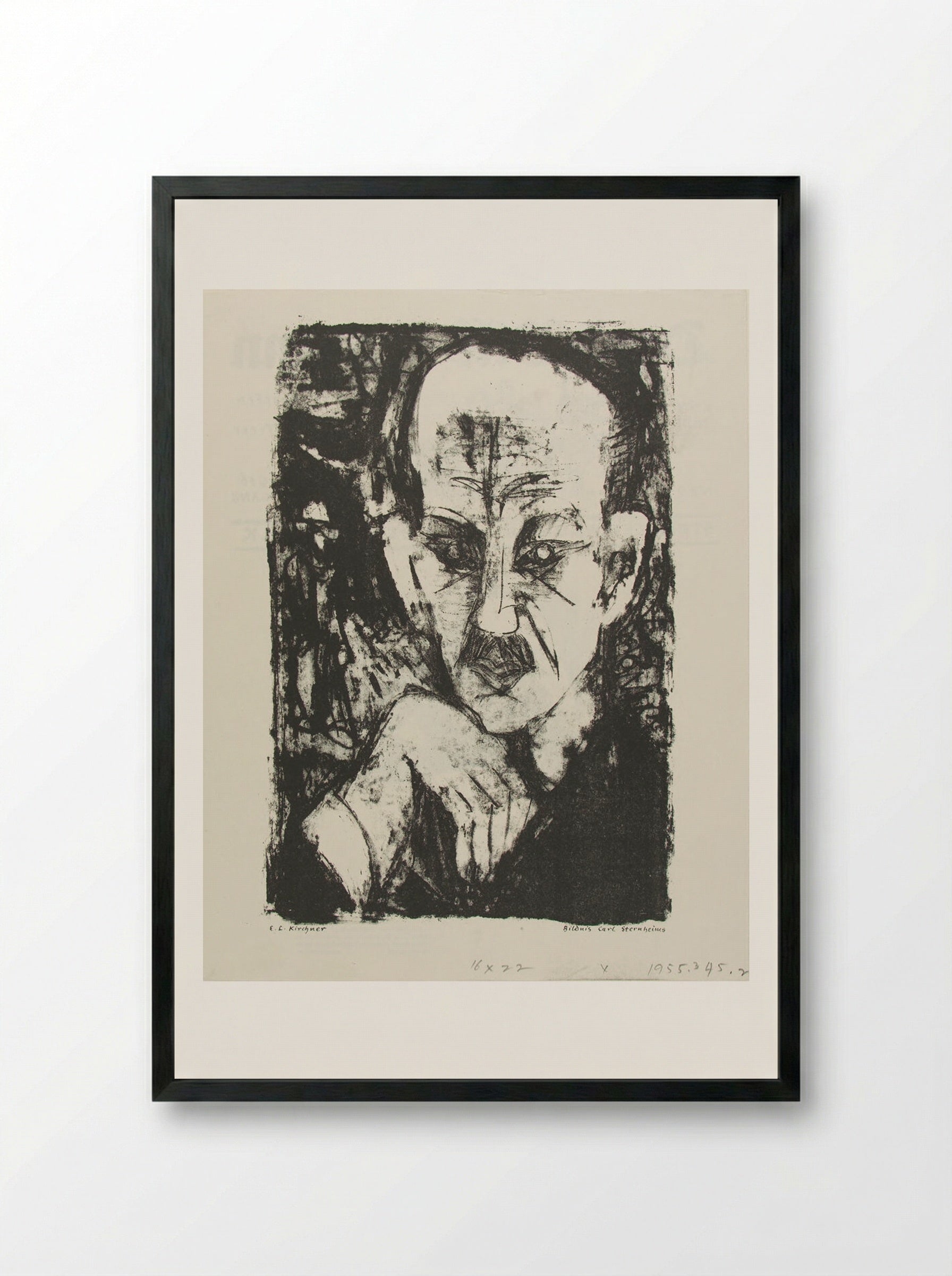Portrait of Carl Sternheim - Ernst Ludwig Kirchner - Framed Print Black