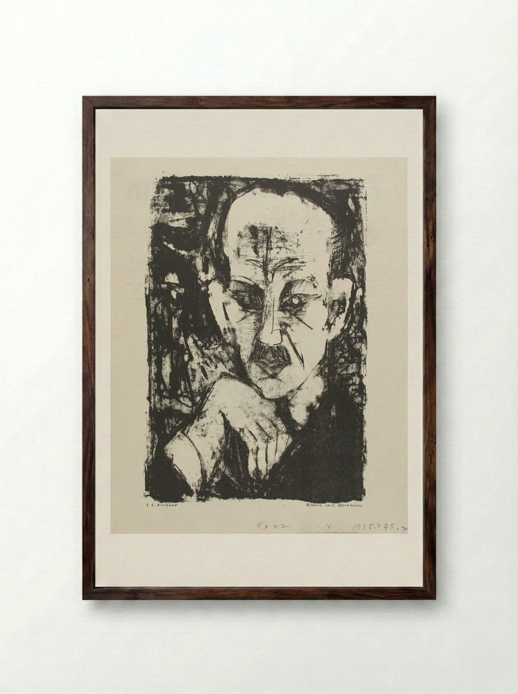Portrait of Carl Sternheim - Ernst Ludwig Kirchner - Framed Print Dark Wood