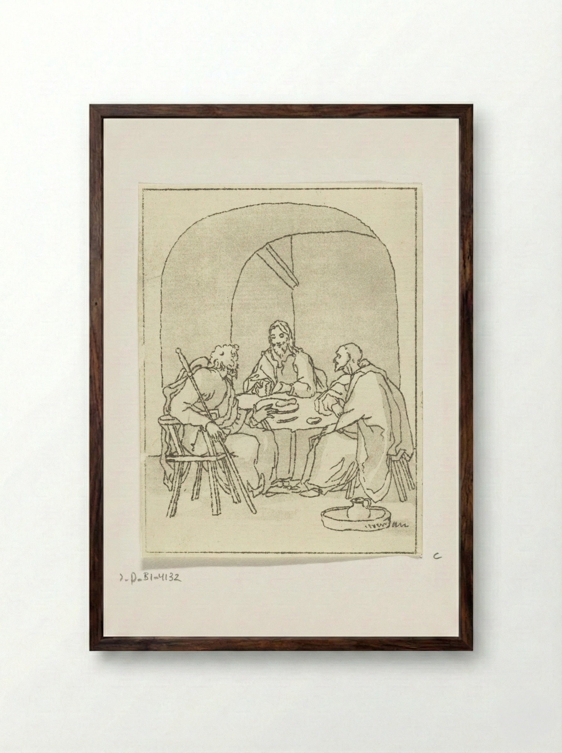 Maaltijd te Emmaüs - Anthonie van den Bos - Framed Print Dark Wood