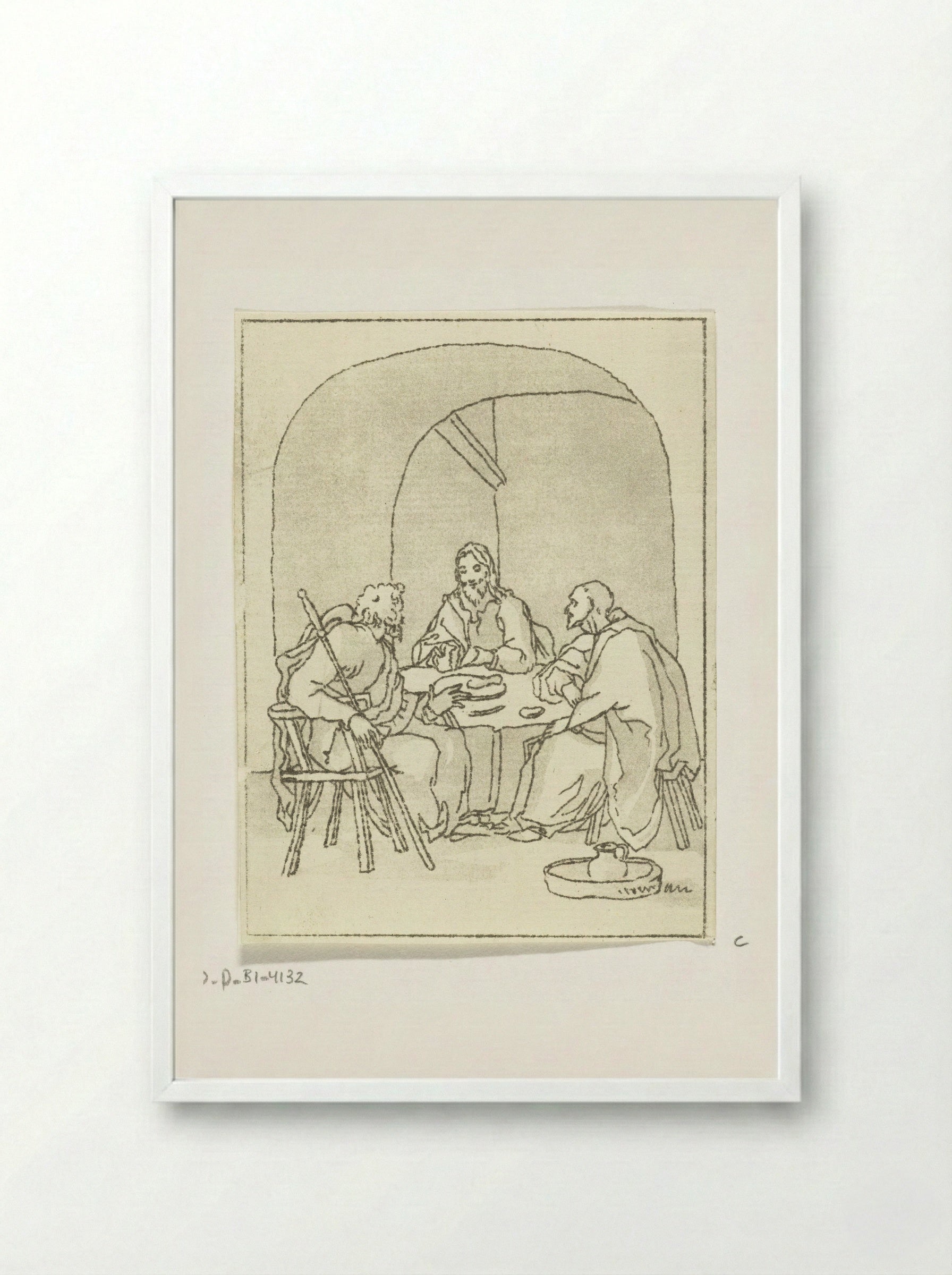 Maaltijd te Emmaüs - Anthonie van den Bos - Framed Print White