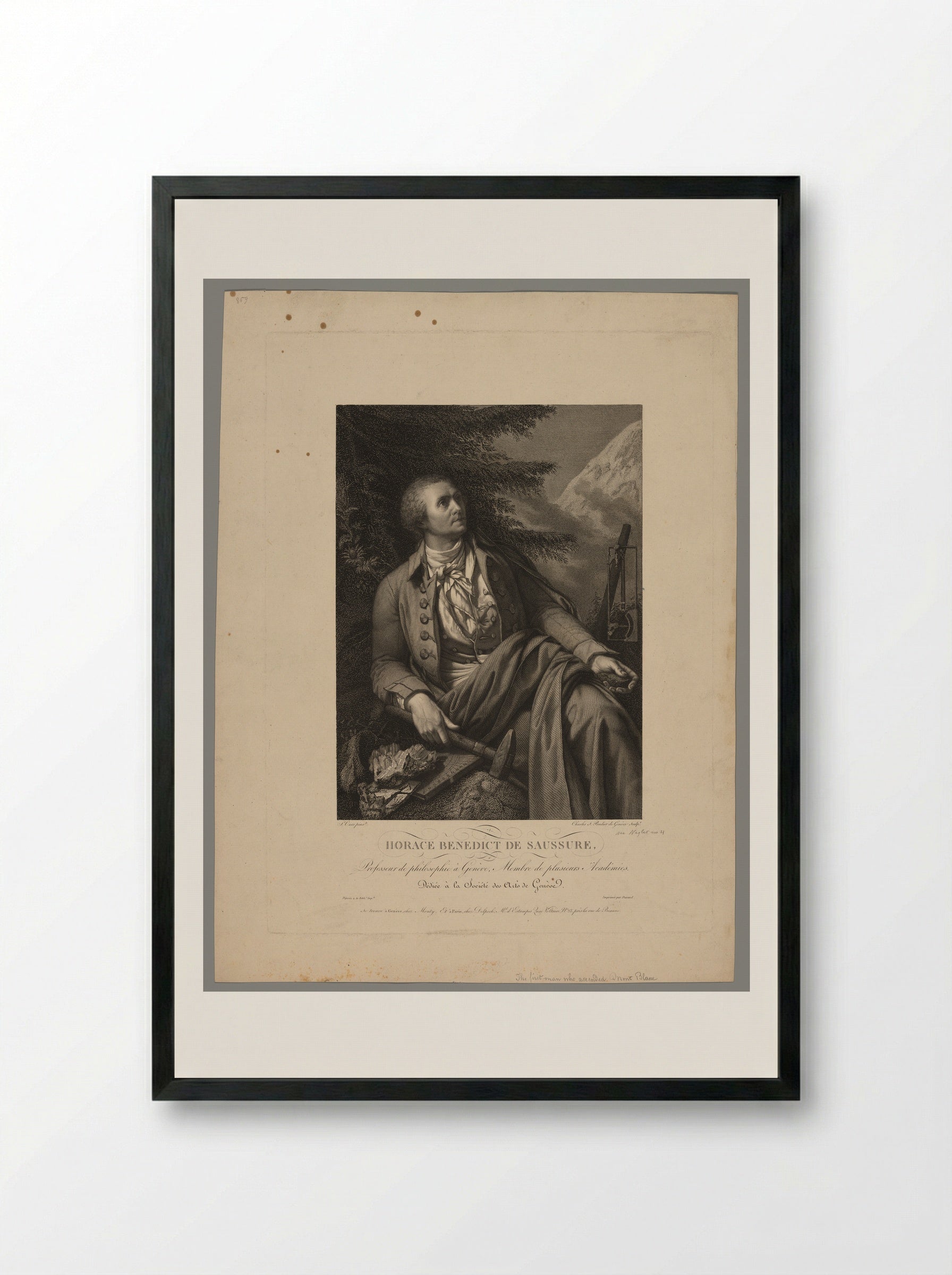 Horace Bénédict de Saussure - Charles Simon Pradier - Framed Print Black