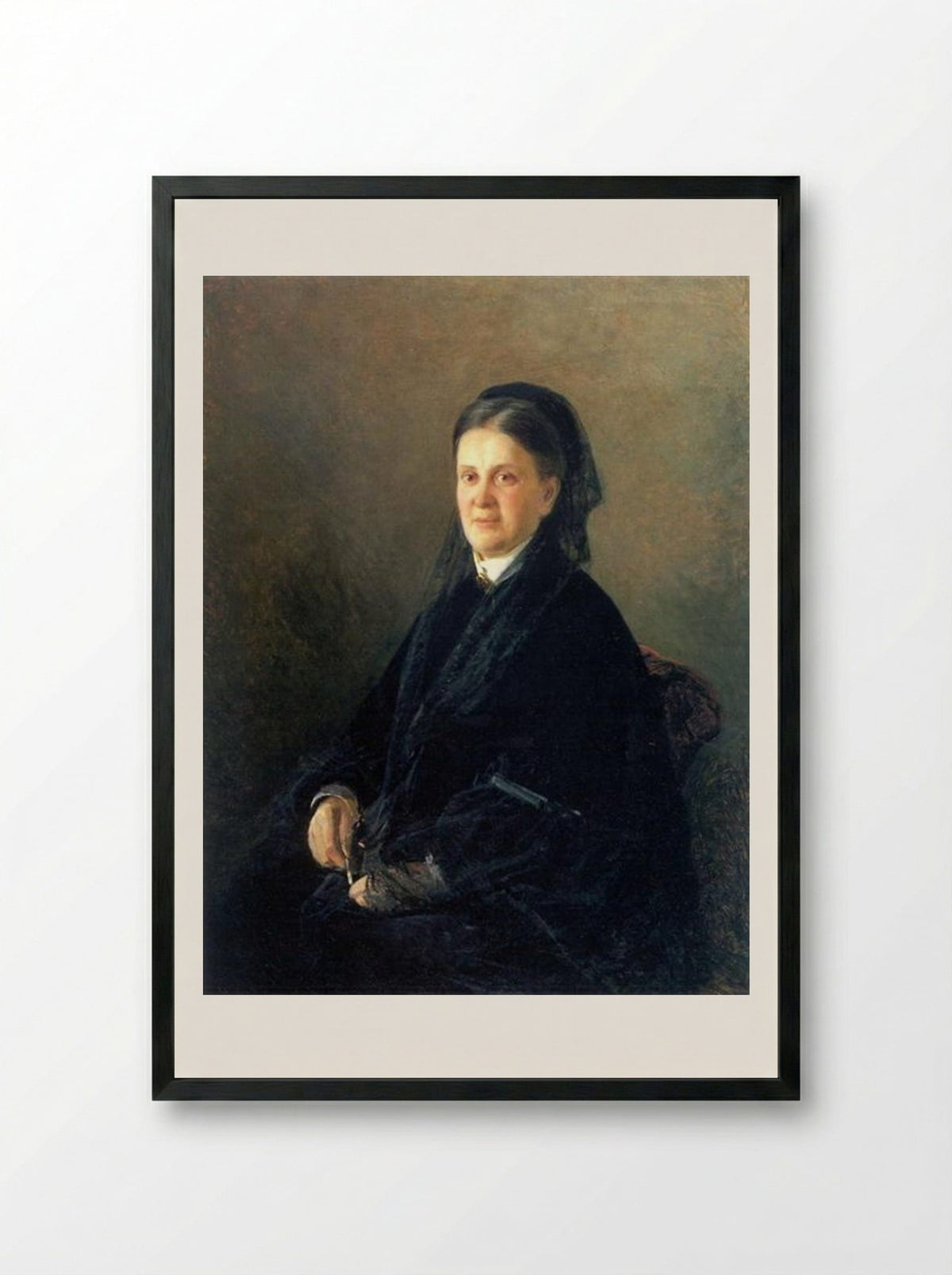 Portrait of Anna Olsufyeva - Nikolai Ge - Framed Print Black
