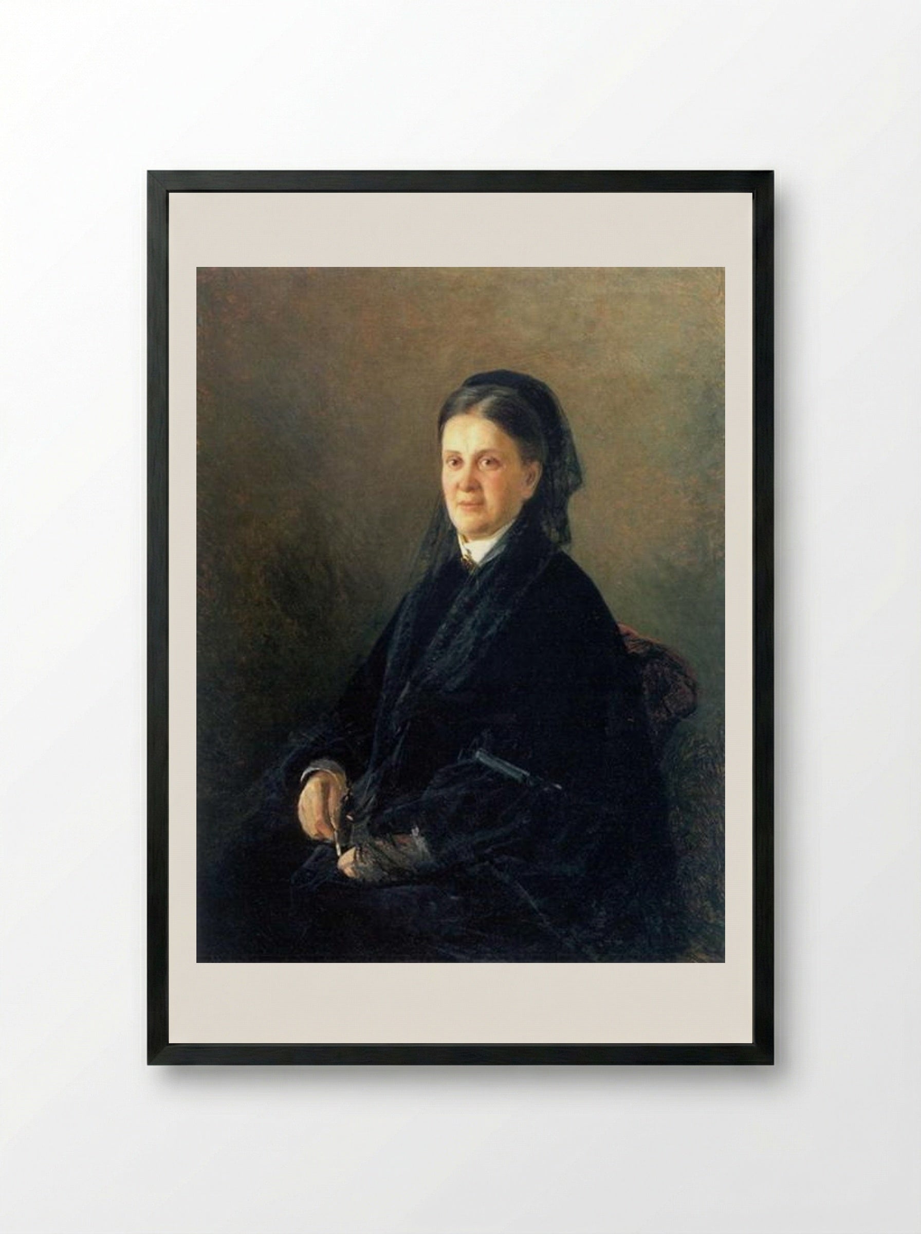 Portrait of Anna Olsufyeva - Nikolai Ge - Framed Print Black