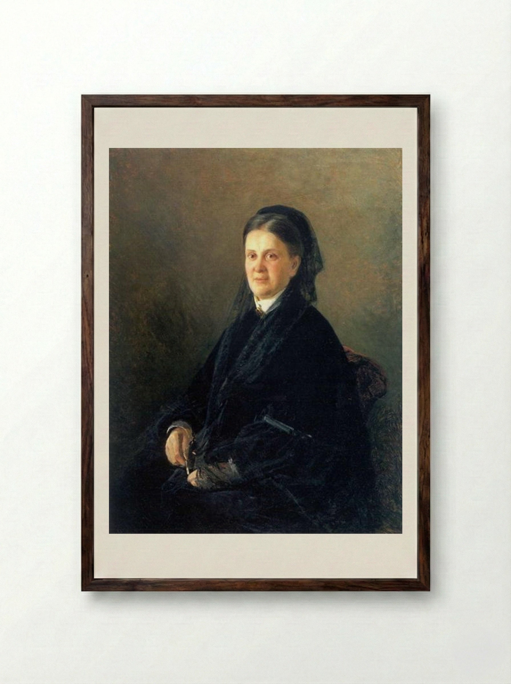 Portrait of Anna Olsufyeva - Nikolai Ge - Framed Print Dark Wood