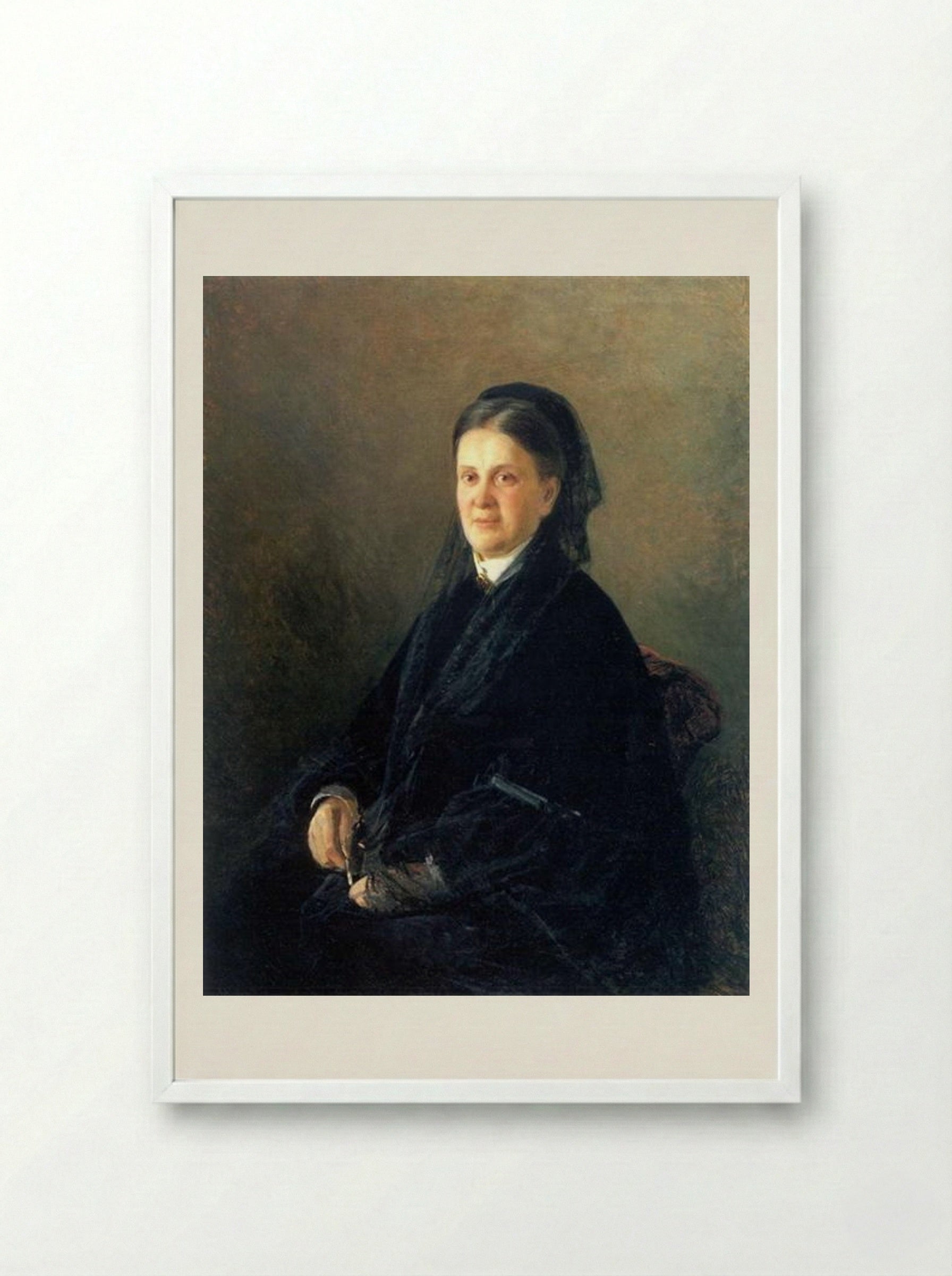 Portrait of Anna Olsufyeva - Nikolai Ge - Framed Print White