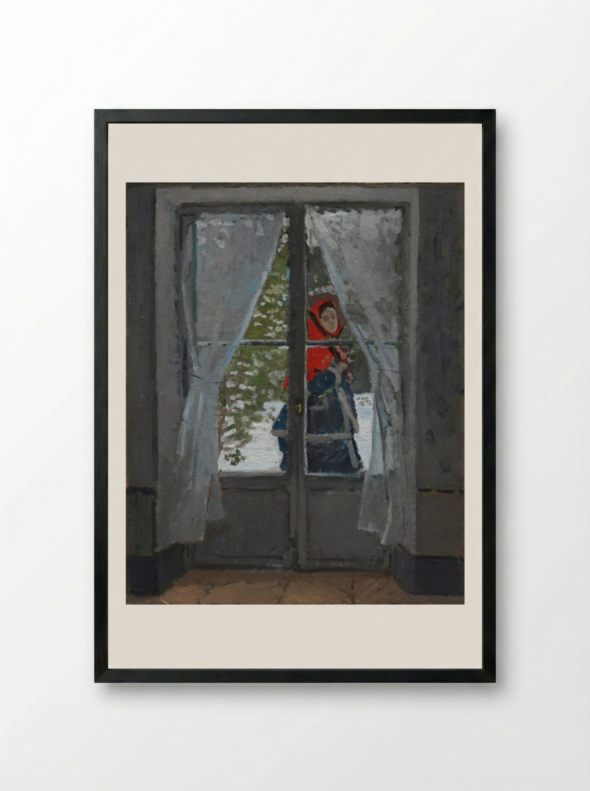 The Red Kerchief - Claude Monet - Framed Print Black