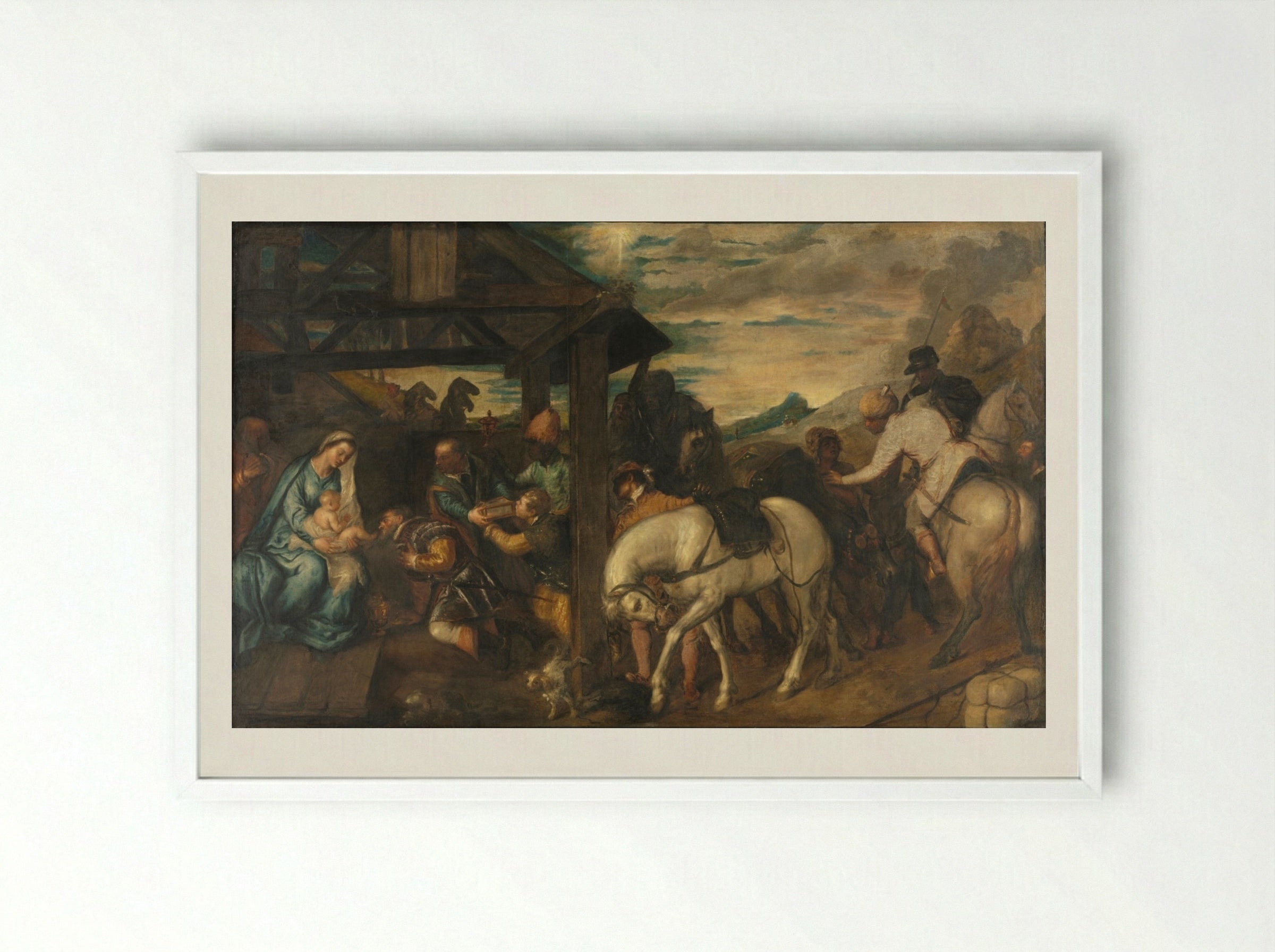 Adoration of the Magi - Titian - Framed Print White