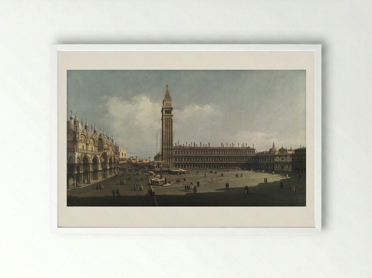 Piazza San Marco, Venice - Bernardo Bellotto - Framed Print White
