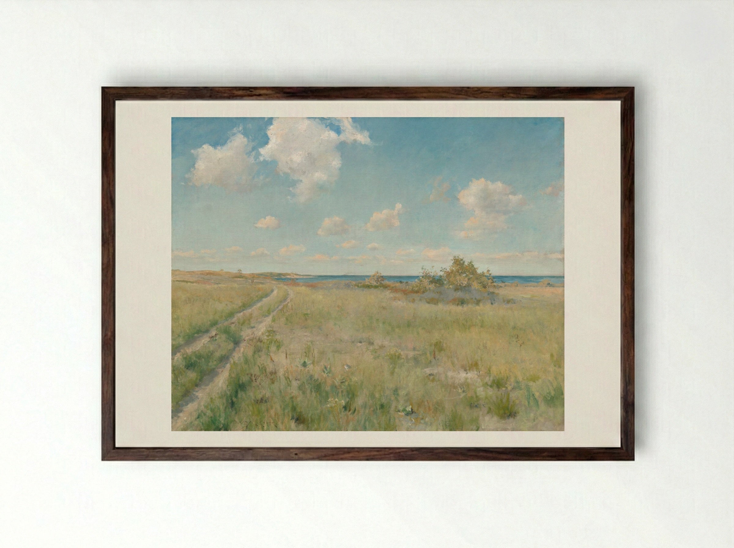 The Old Road to the Sea - William Merritt Chase - Framed Print Dark Wood