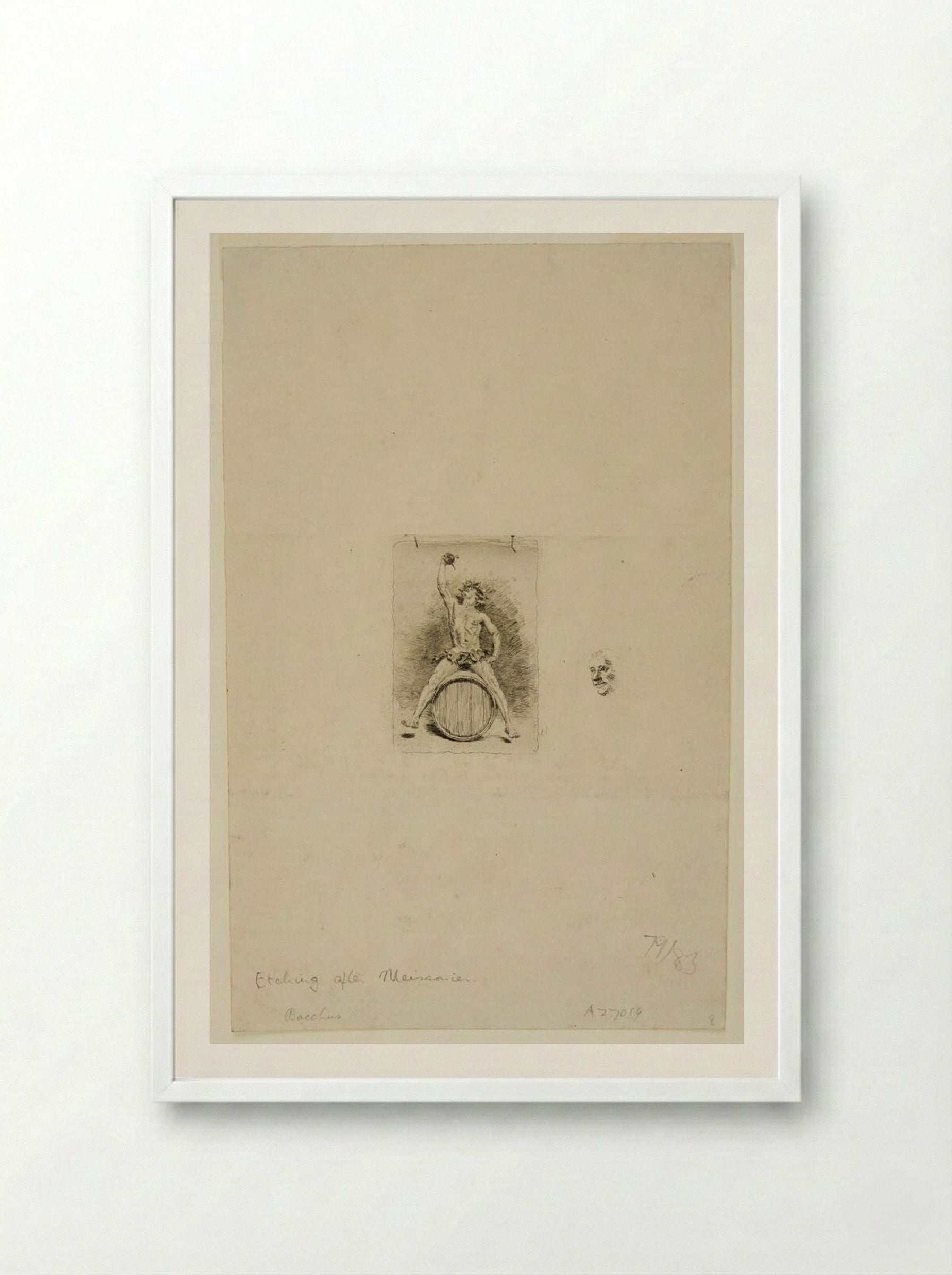Bacchus - Jean-Louis-Ernest Meissonier - Framed Print White