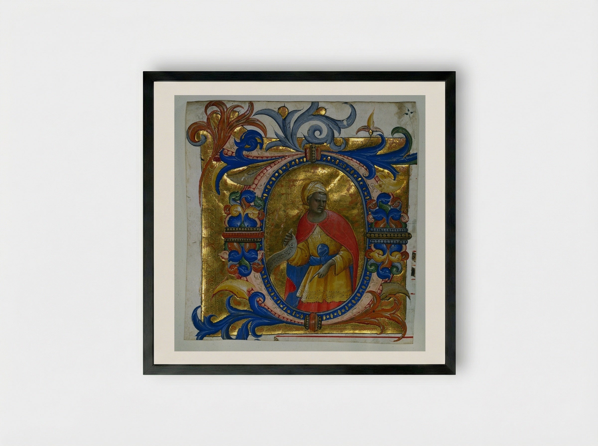 Initial D[eus in loco] with a Prophet - Lorenzo Monaco - Framed Print Black