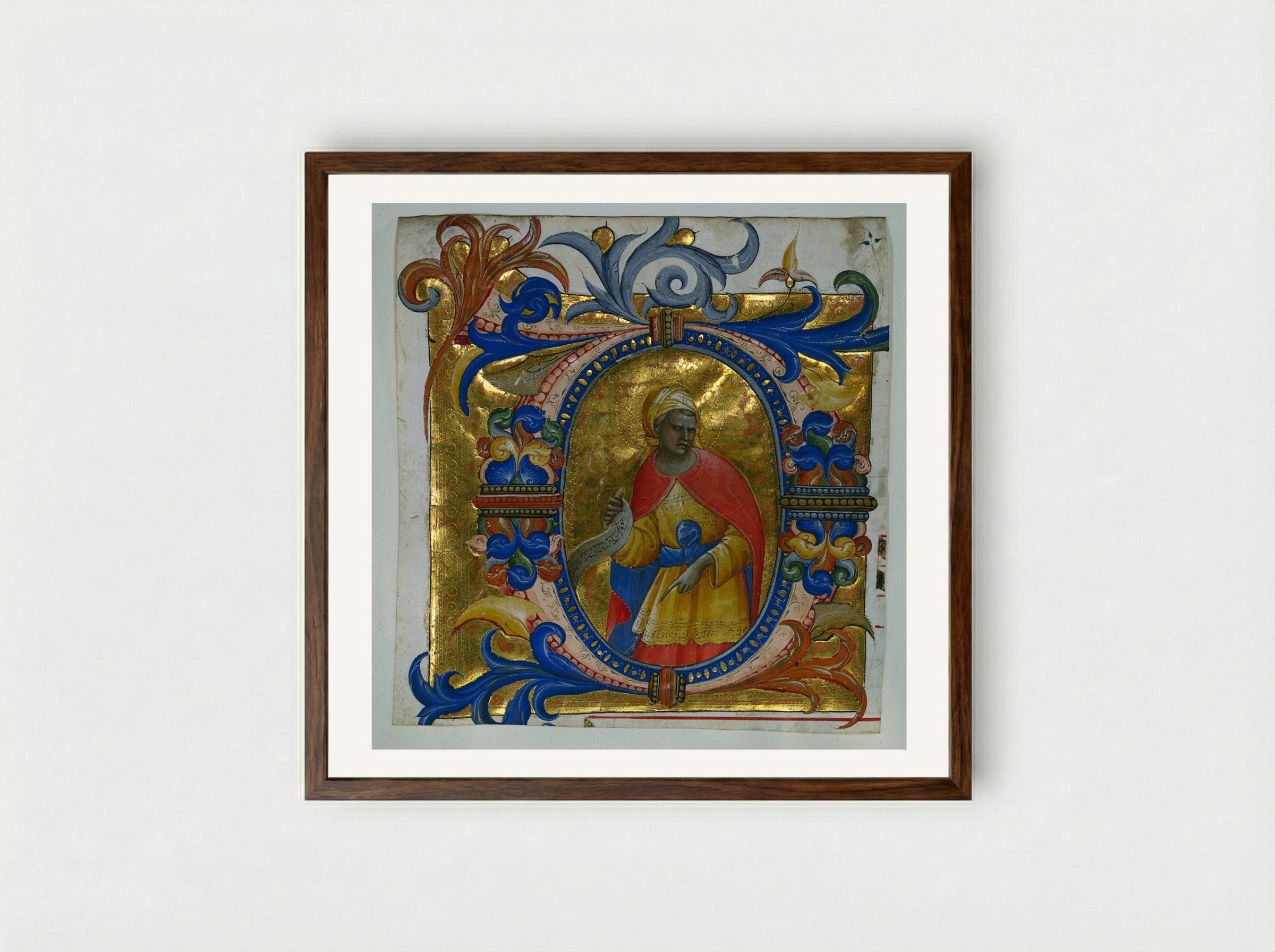 Initial D[eus in loco] with a Prophet - Lorenzo Monaco - Framed Print Dark Wood