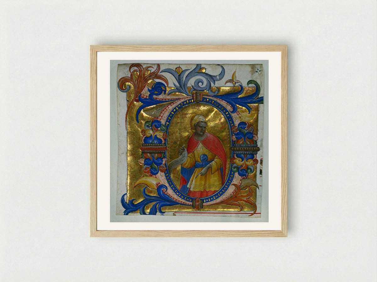 Initial D[eus in loco] with a Prophet - Lorenzo Monaco - Framed Print Wood