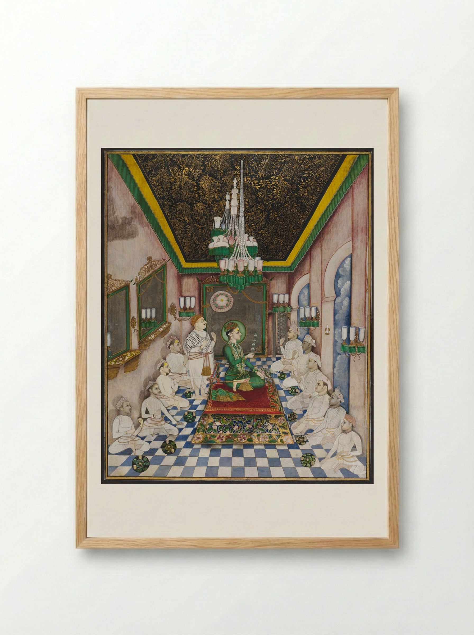 The Young Maharaja of Indore in Durbar - Unknown Artist - Framed Print Wood
