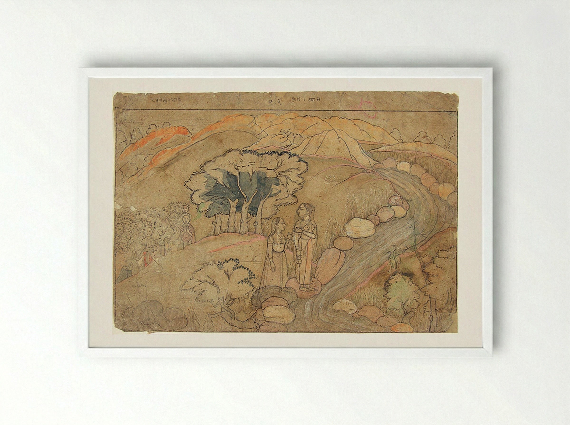 The Emergence of Kaushiki - Unknown Artist - Framed Print White