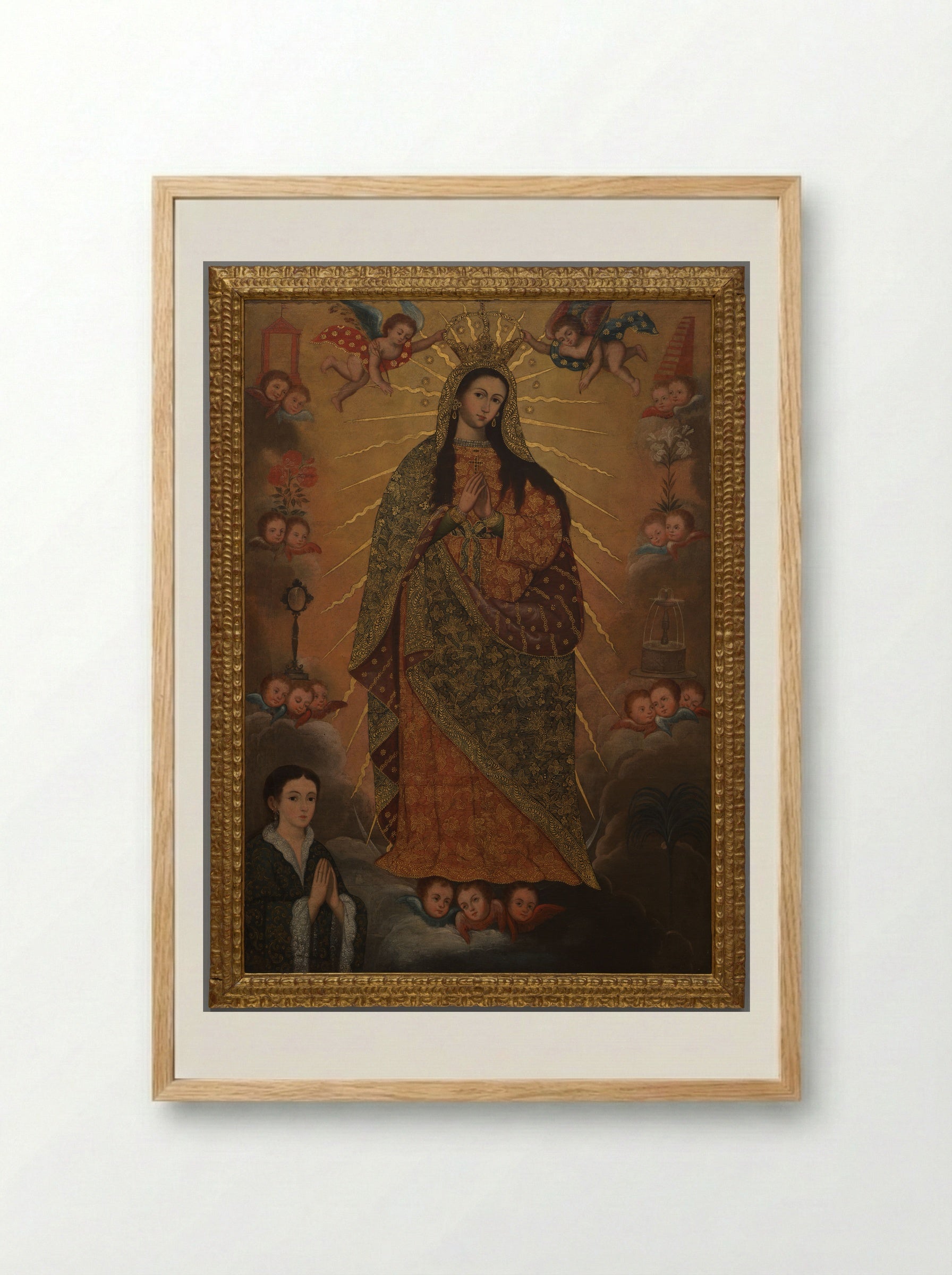 The Virgin of the Miracle with a Donor - Fine Art Print - Framed Print Wood