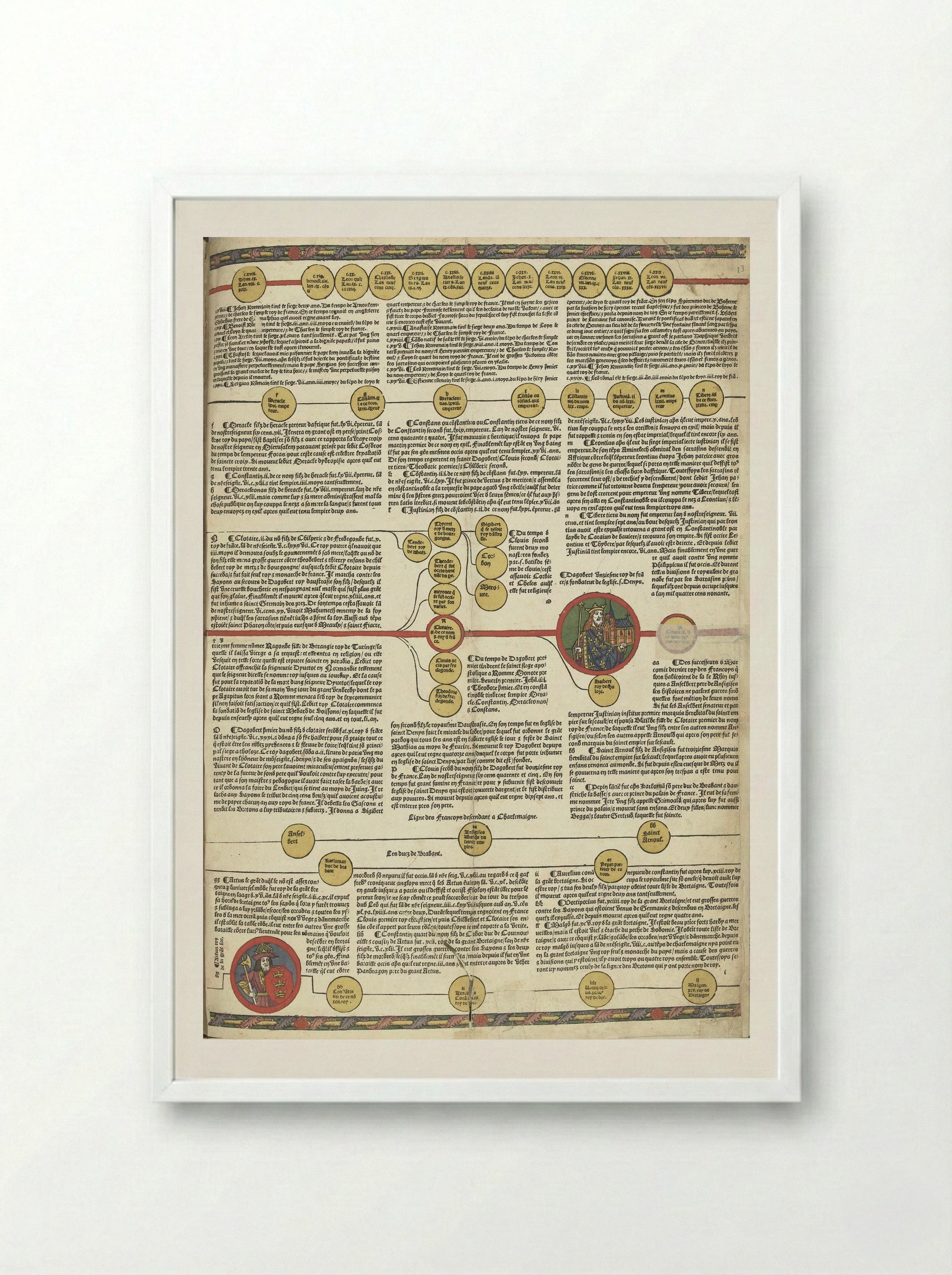 Untitled (Genealogical Chronicle Page, Woodcut and Letterpress) - Unknown Artist - Framed Print White