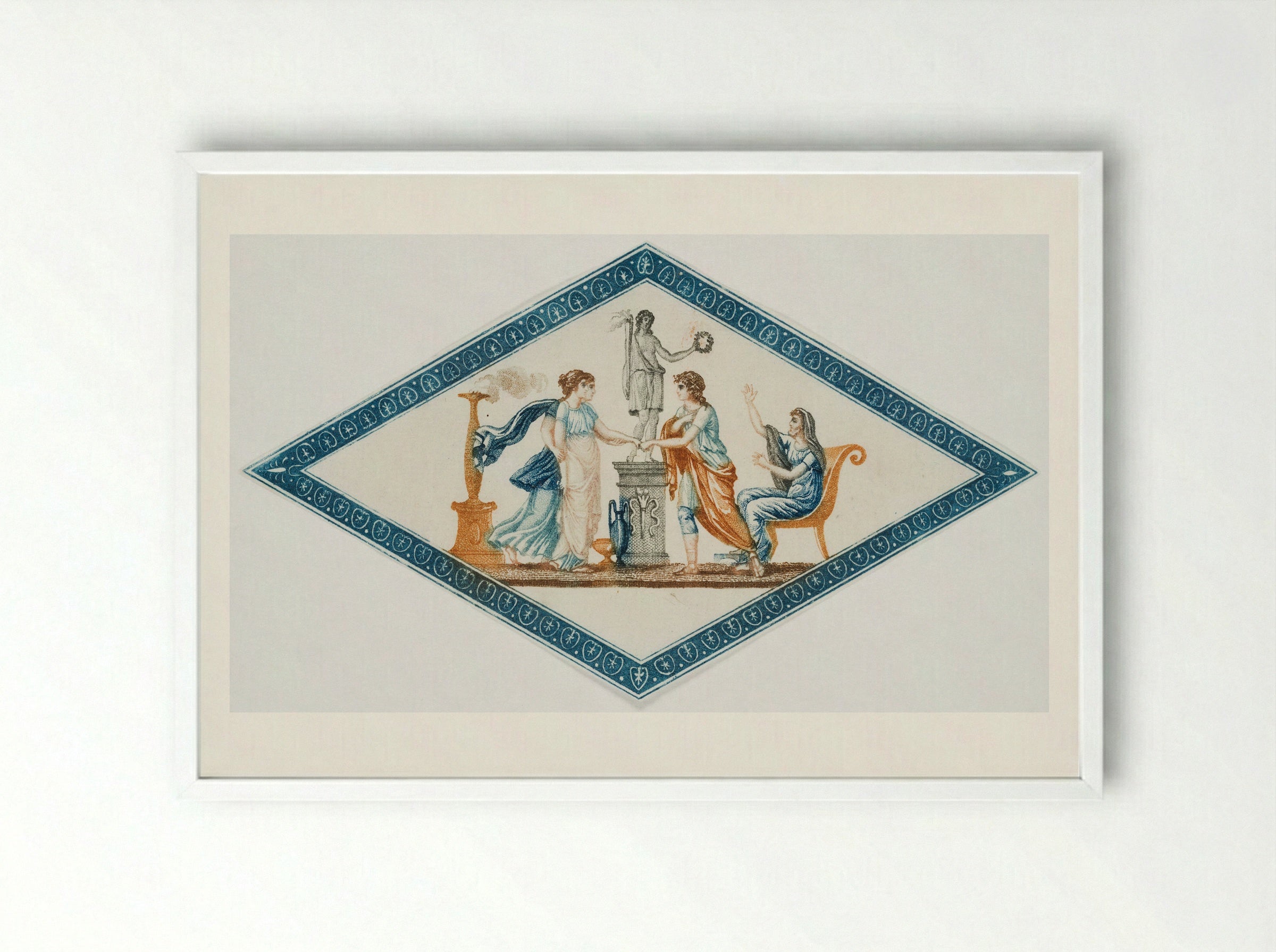Untitled (Classical Allegory in Diamond Frame) - Fine Art Print - Framed Print White