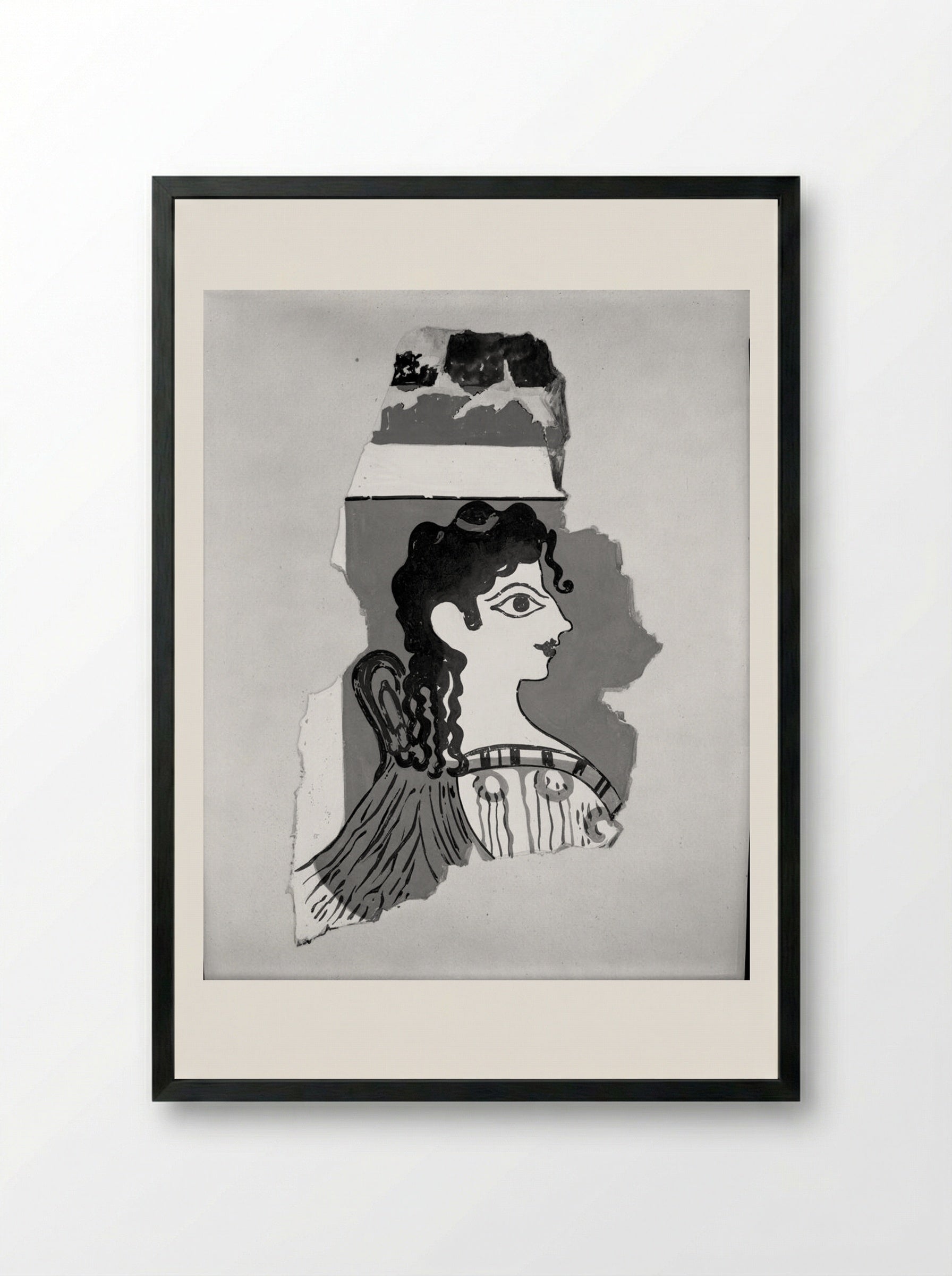 La Parisienne (After a Late Minoan Fresco) - Fine Art Print - Framed Print Black