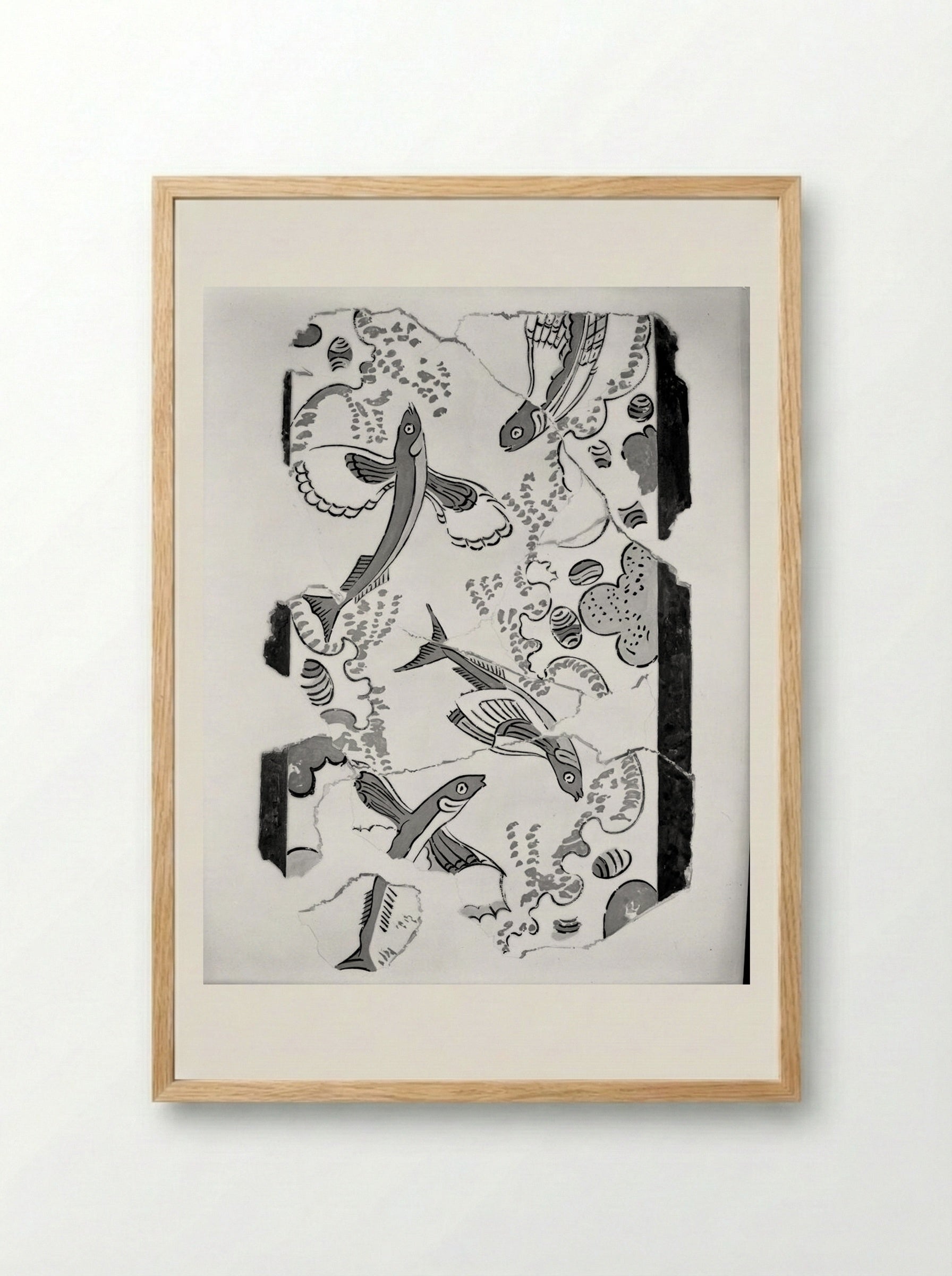 Flying Fish, after a fresco in the National Museum, Athens - Unidentified Artist - Framed Print Wood