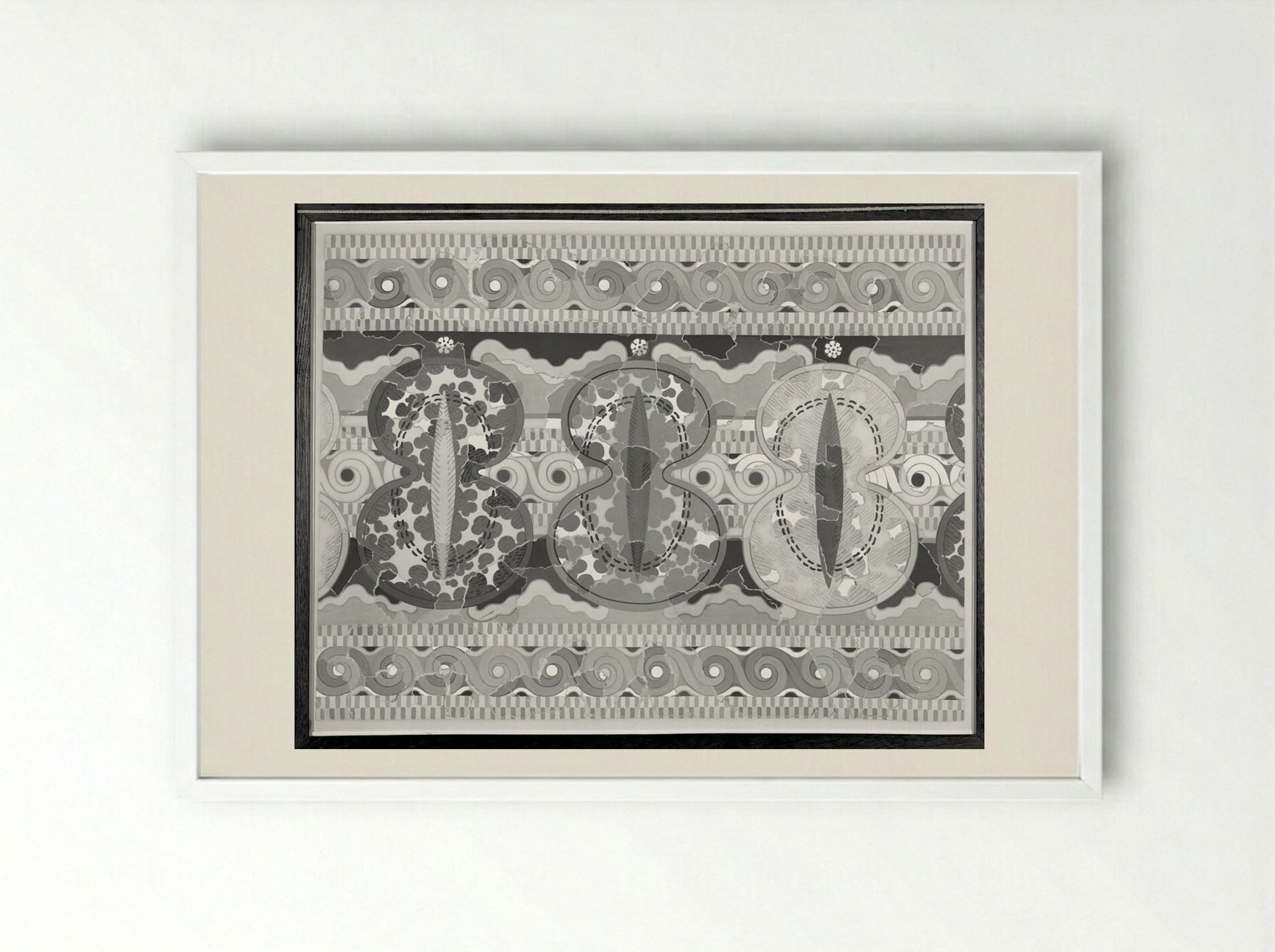 Ornamental Frieze (after a fresco from the Palace of Tiryns, Argolis) - Fine Art Print - Framed Print White