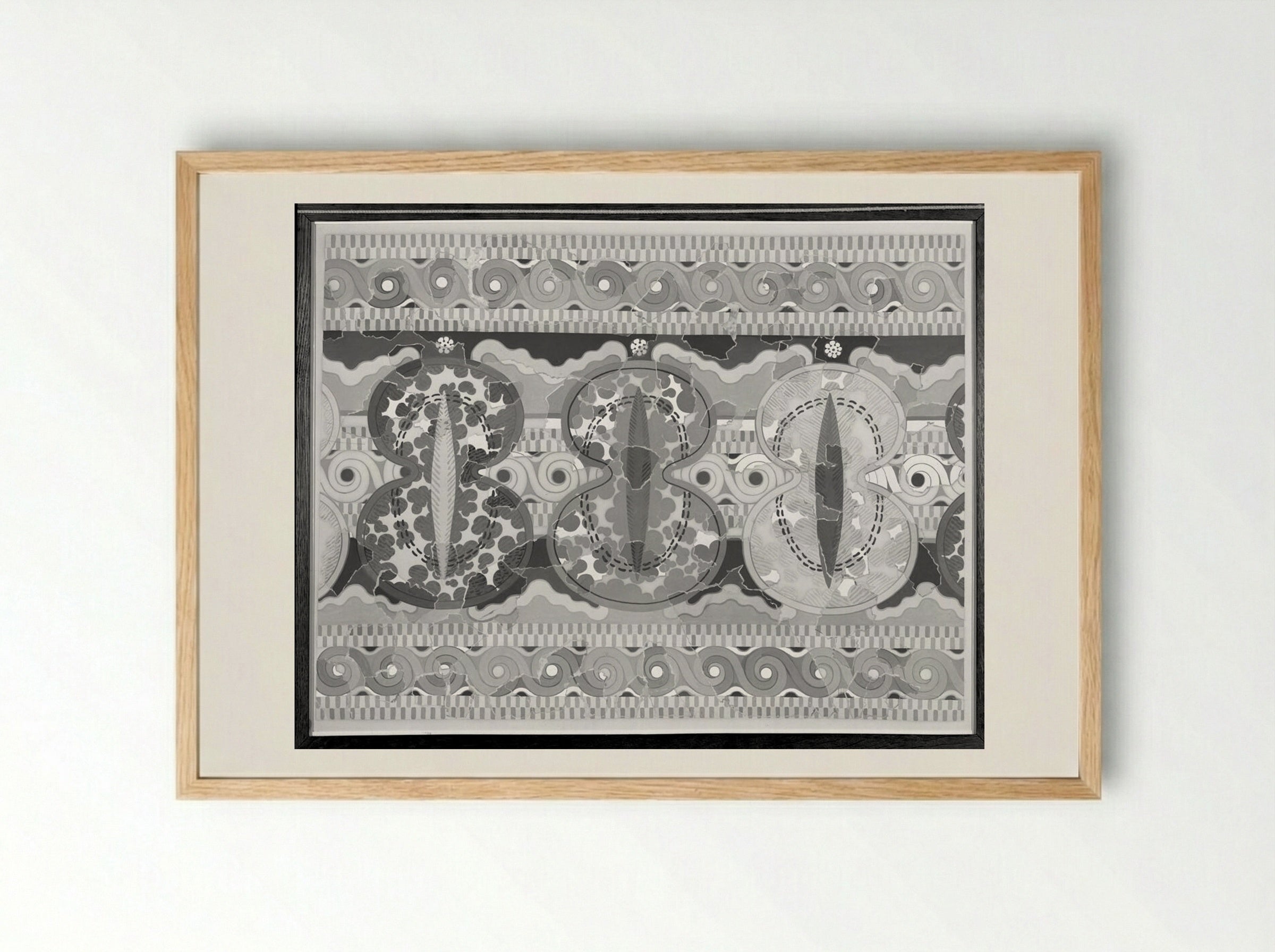 Ornamental Frieze (after a fresco from the Palace of Tiryns, Argolis) - Fine Art Print - Framed Print Wood