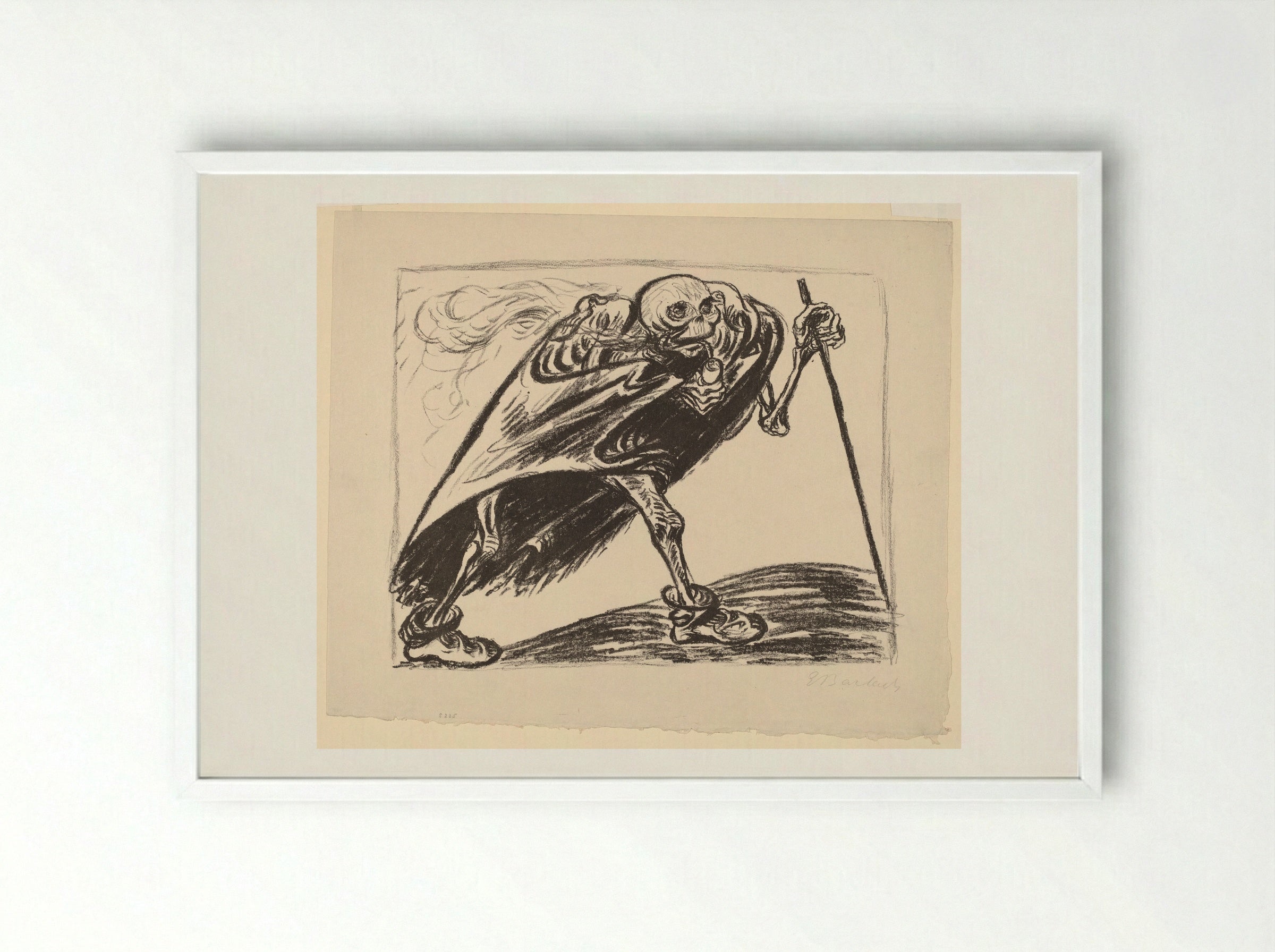 Wandering Death - Ernst Barlach - Framed Print White