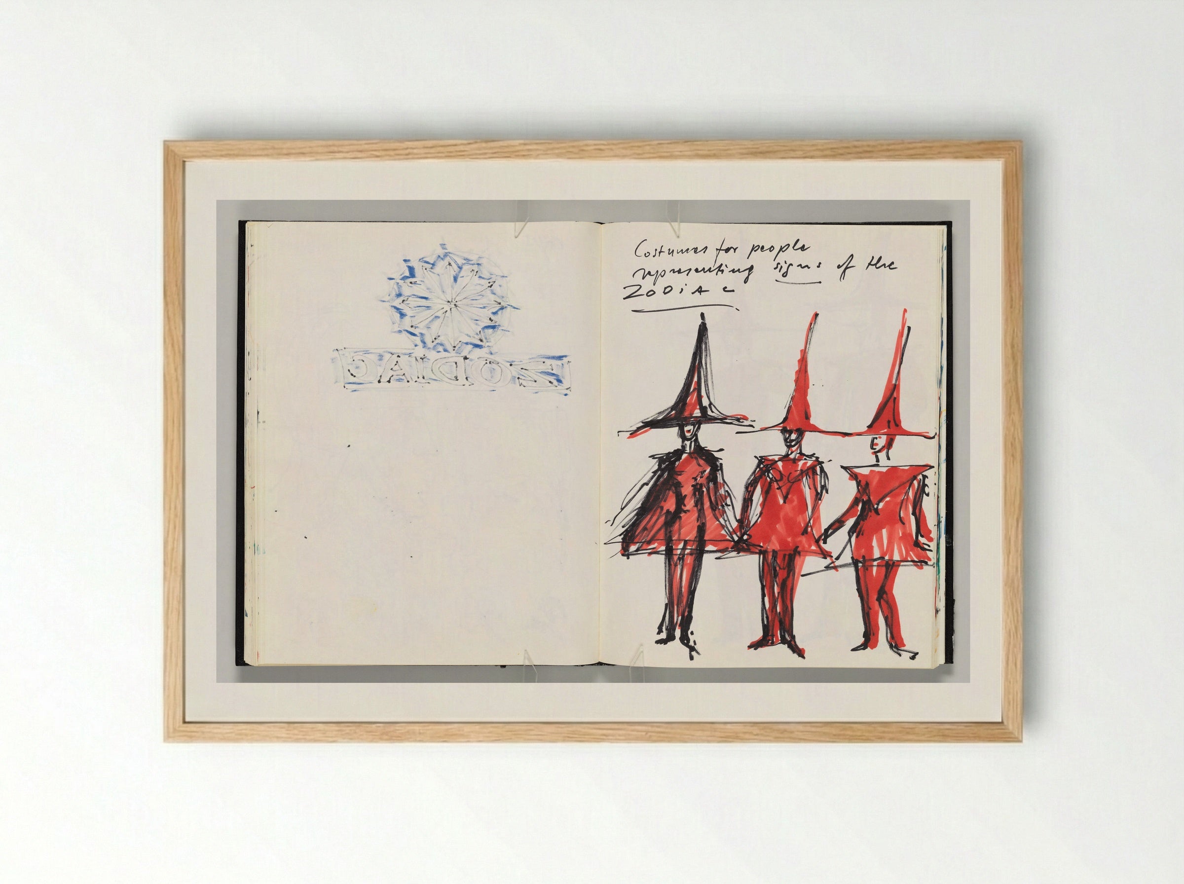 Untitled (Zodiac Costume Designs) - Otto Piene - Framed Print Wood