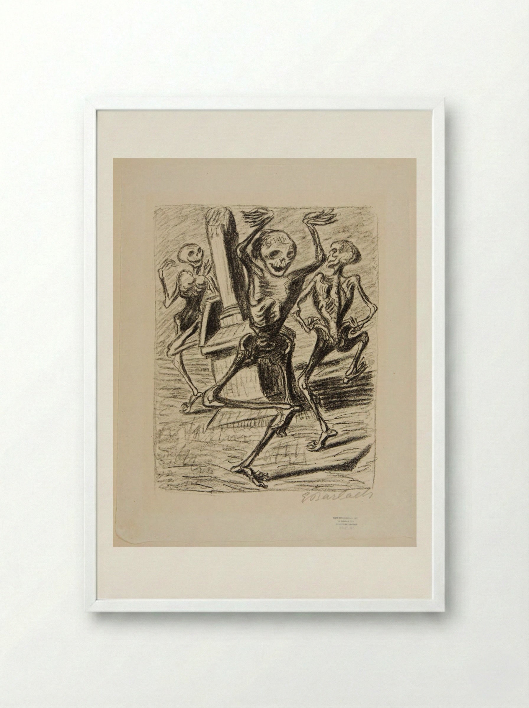 The Dance of the Dead 2: Three Dancing Skeletons - Ernst Barlach - Framed Print White
