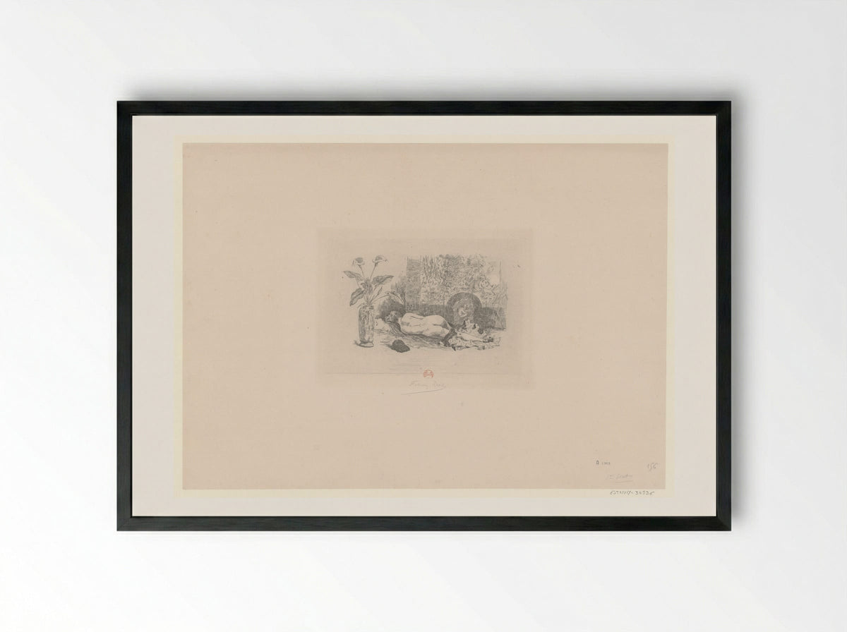 La Sieste - Félicien Rops - Framed Print Black