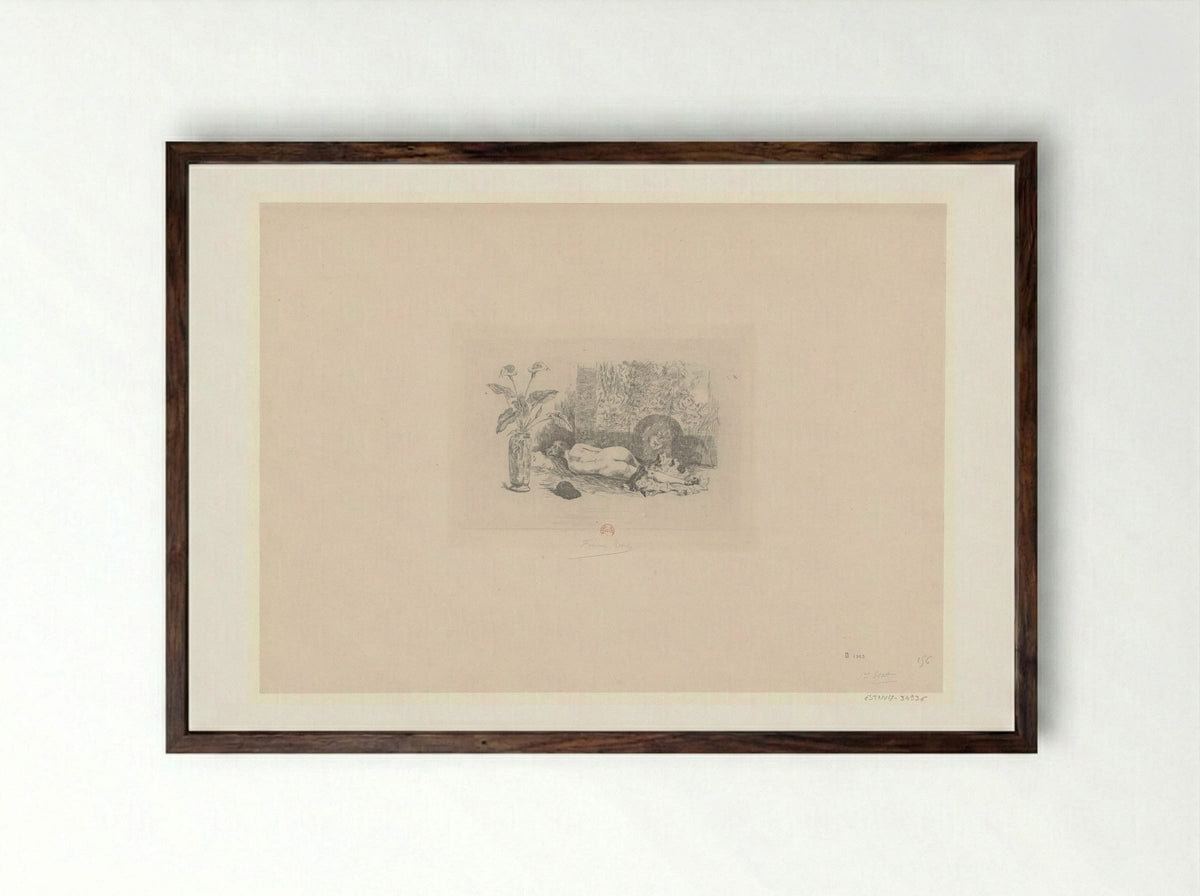 La Sieste - Félicien Rops - Framed Print Dark Wood