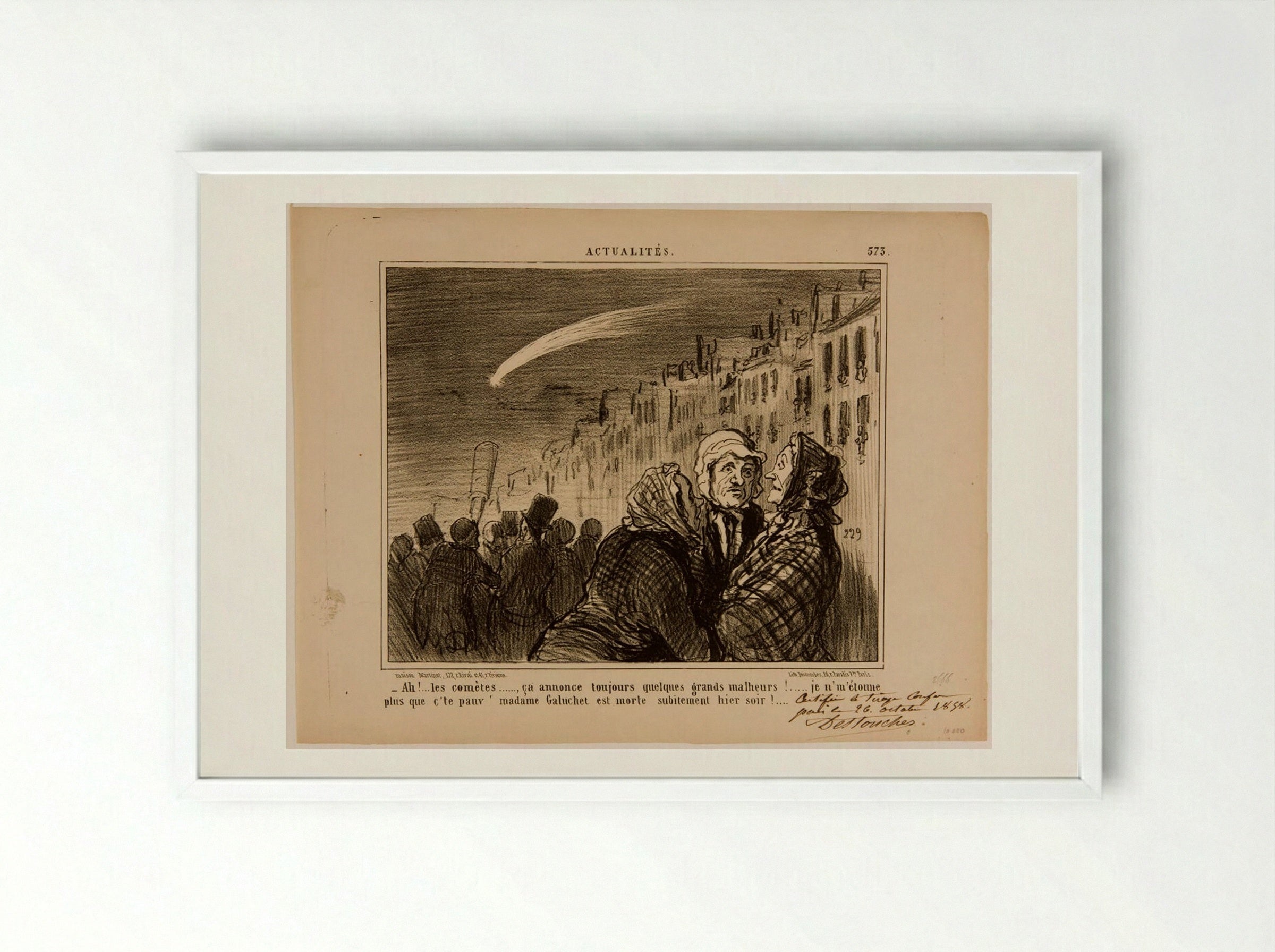 Ah!...the comets..., that always signals some great misfortunes! - Honoré-Victorin Daumier - Framed Print White