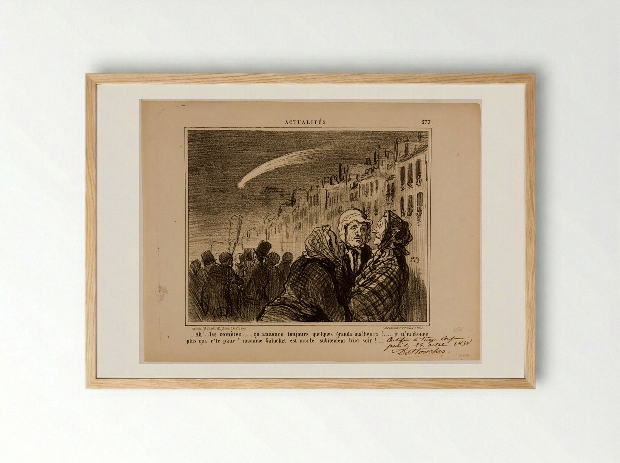 Ah!...the comets..., that always signals some great misfortunes! - Honoré-Victorin Daumier - Framed Print Wood