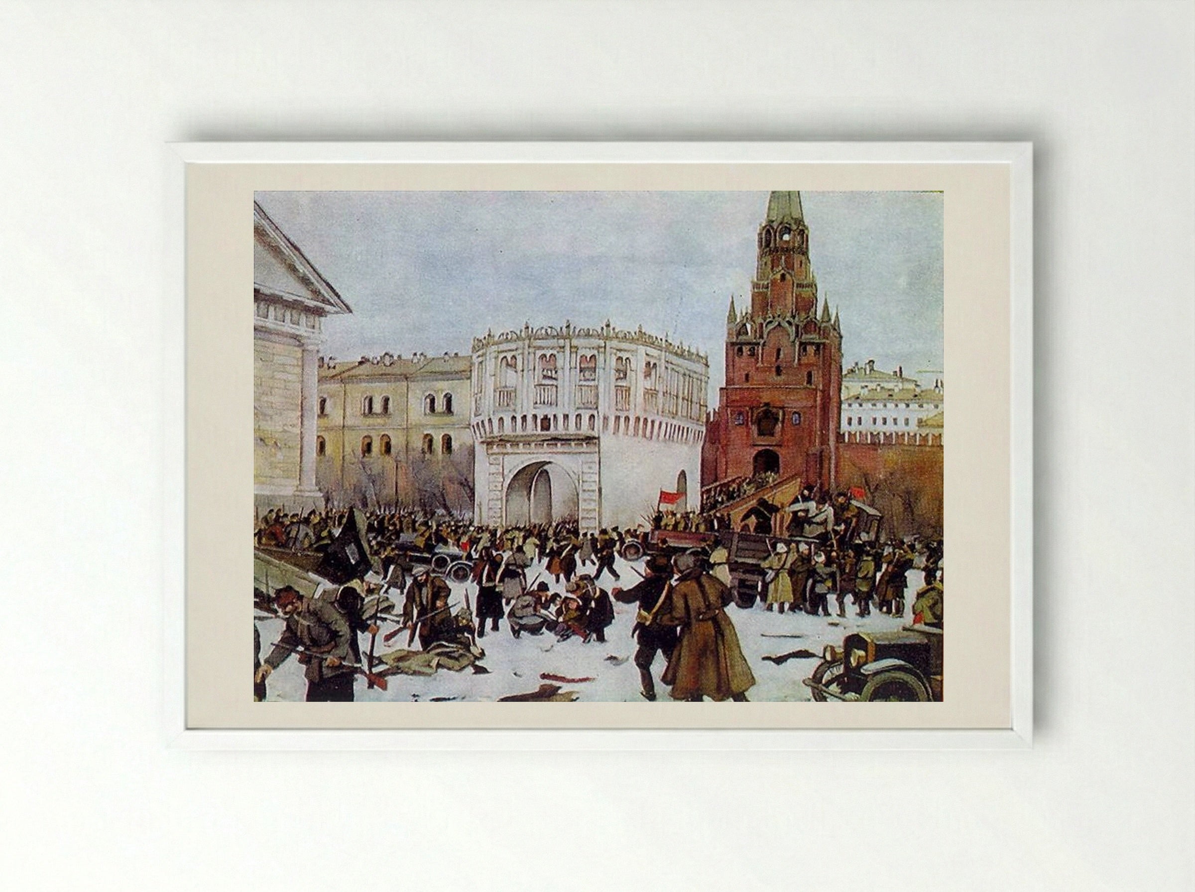 Entry into the Kremlin through the Trinity Gates, 2 (15) November 1917 - Konstantin Yuon - Framed Print White