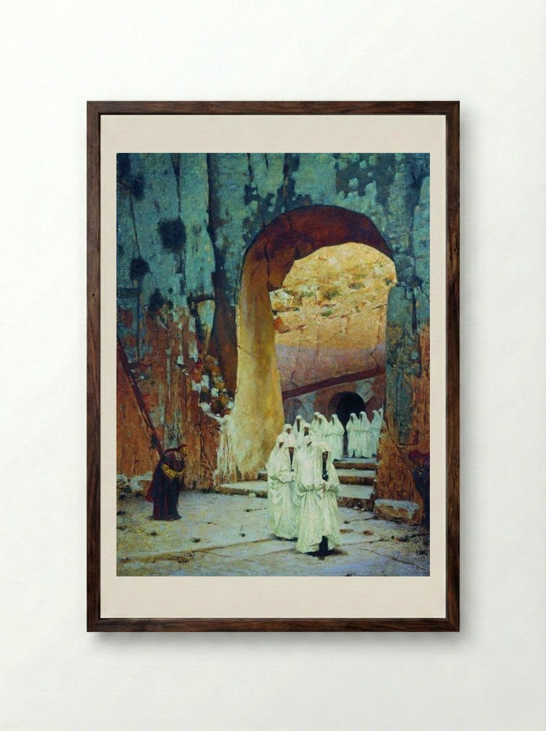 In Jerusalem. Royal Tombs - Vasily Vereshchagin - Framed Print Dark Wood