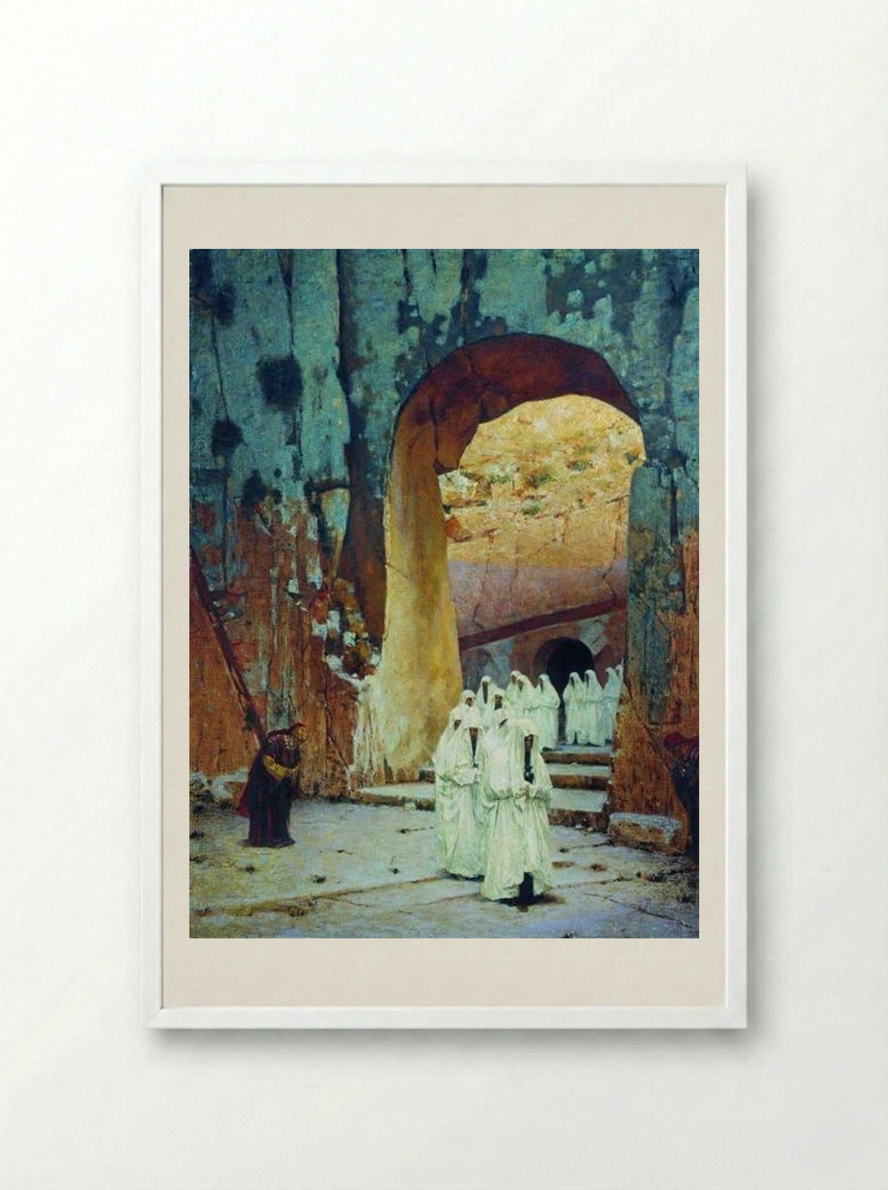 In Jerusalem. Royal Tombs - Vasily Vereshchagin - Framed Print White
