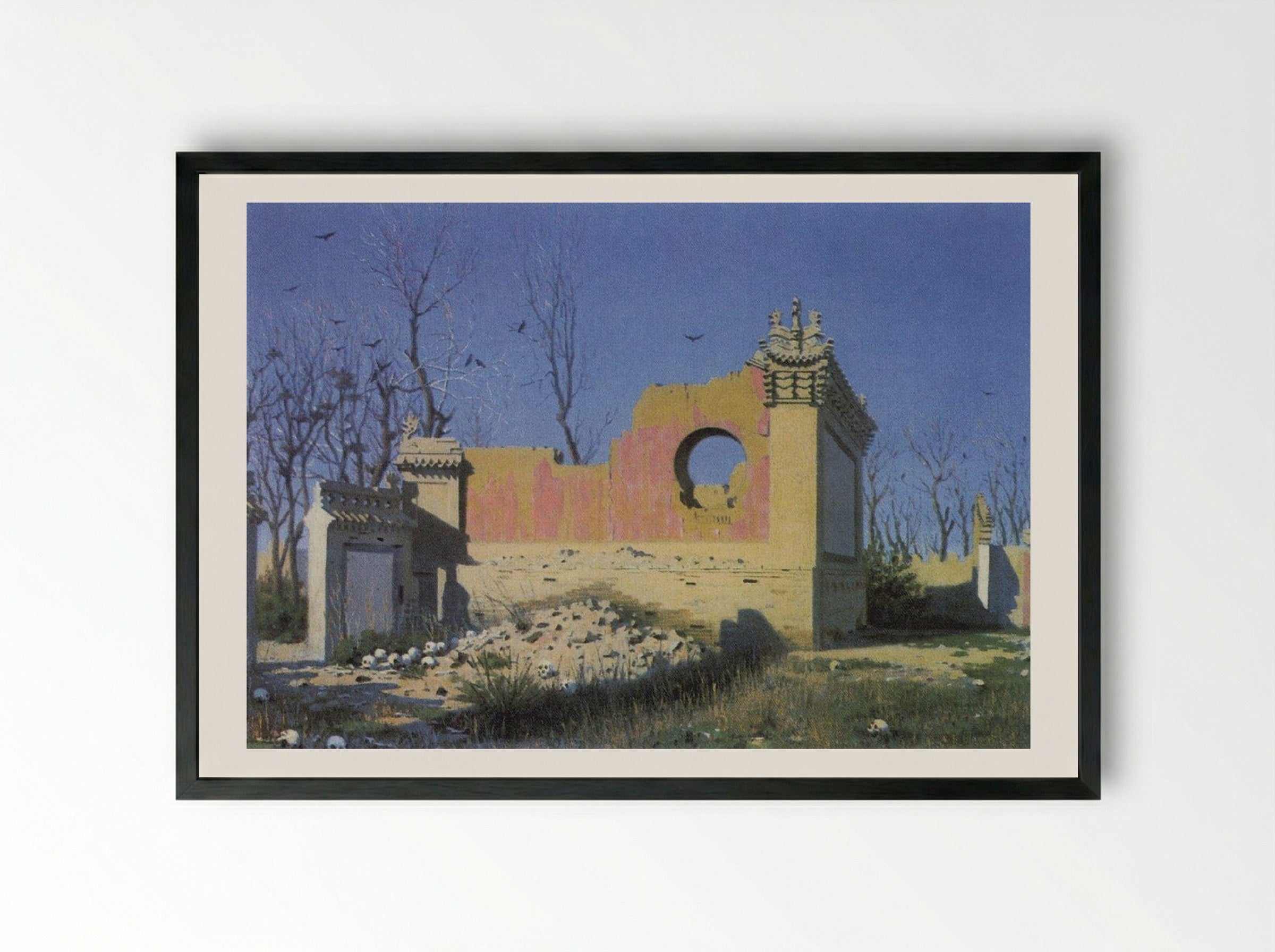 Ruins of a Theater in Chuguchak - Vasily Vereshchagin - Framed Print Black