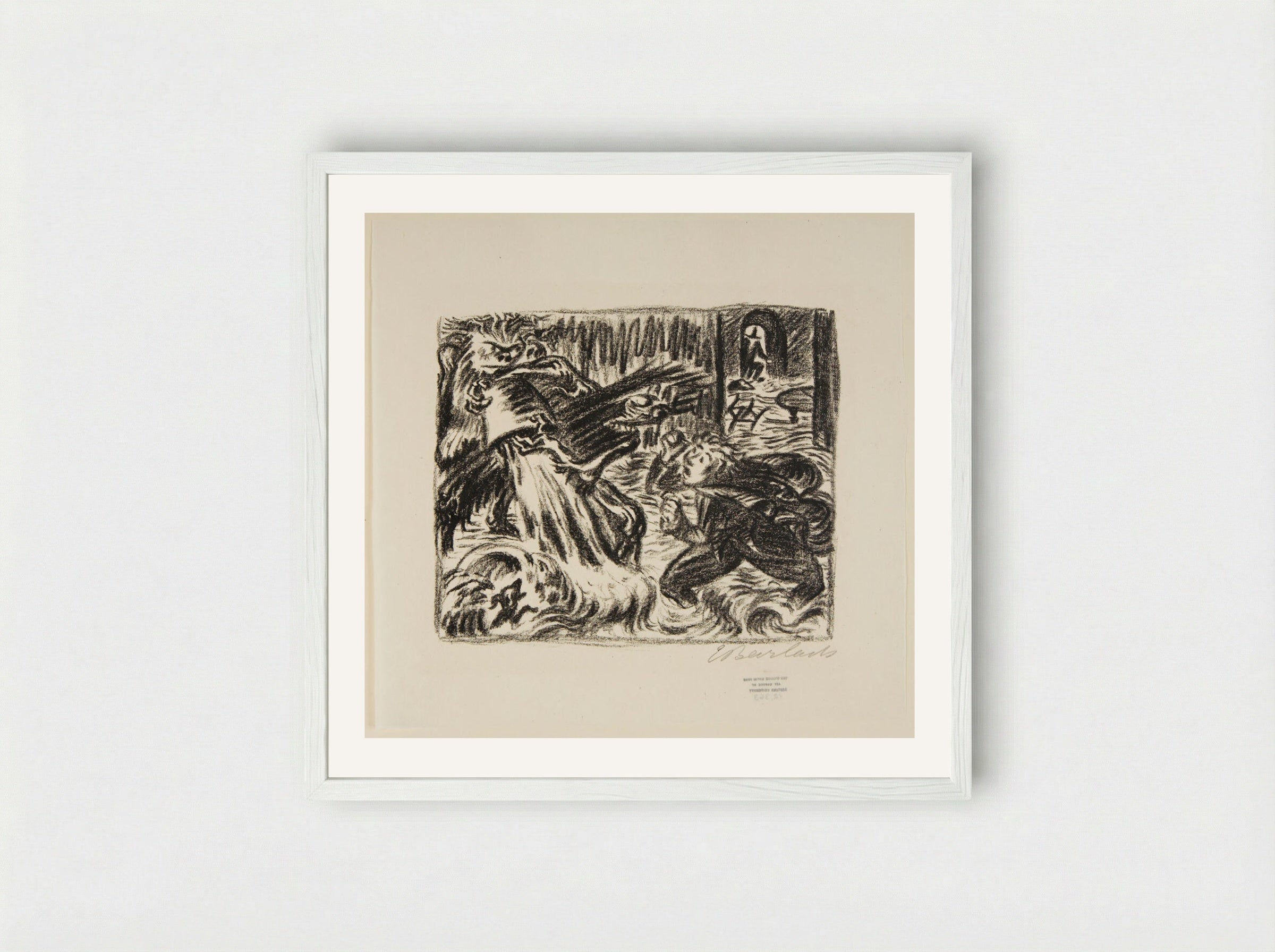 The Sorcerer's Apprentice 2: The Flood - Ernst Barlach - Framed Print White