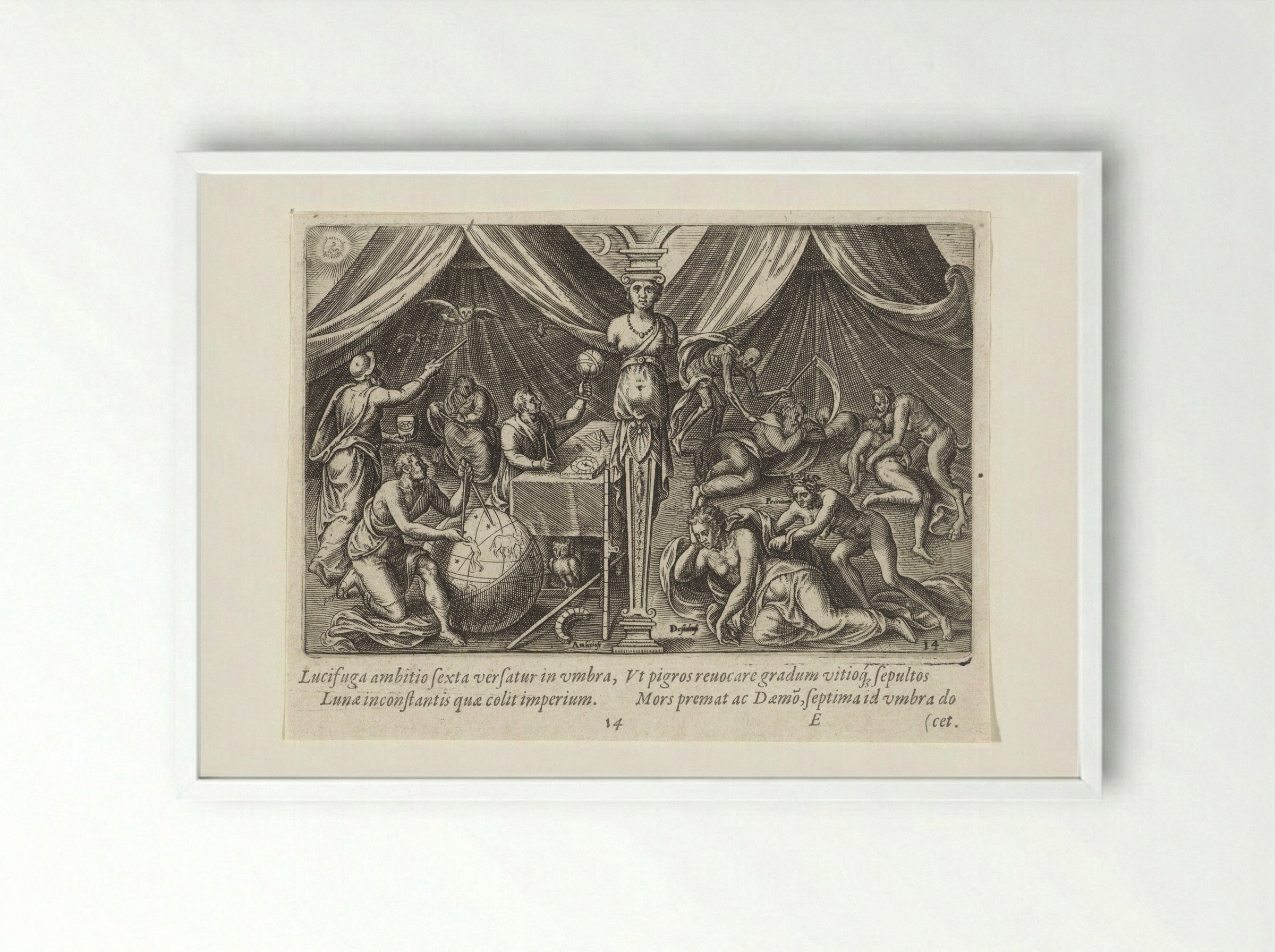 Allegory of Ambition and Sloth - Philips Galle - Framed Print White