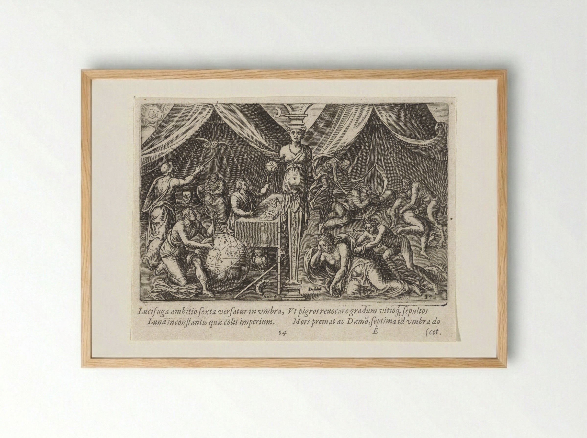 Allegory of Ambition and Sloth - Philips Galle - Framed Print Wood