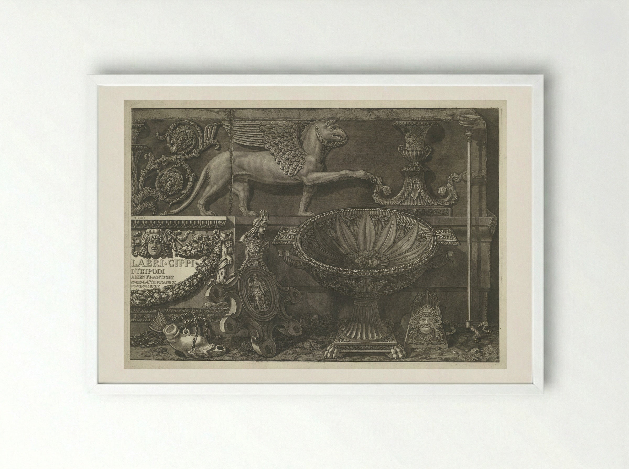 Frontispiece for Vasi, Candelabri, Cippi - Giovanni Battista Piranesi - Framed Print White