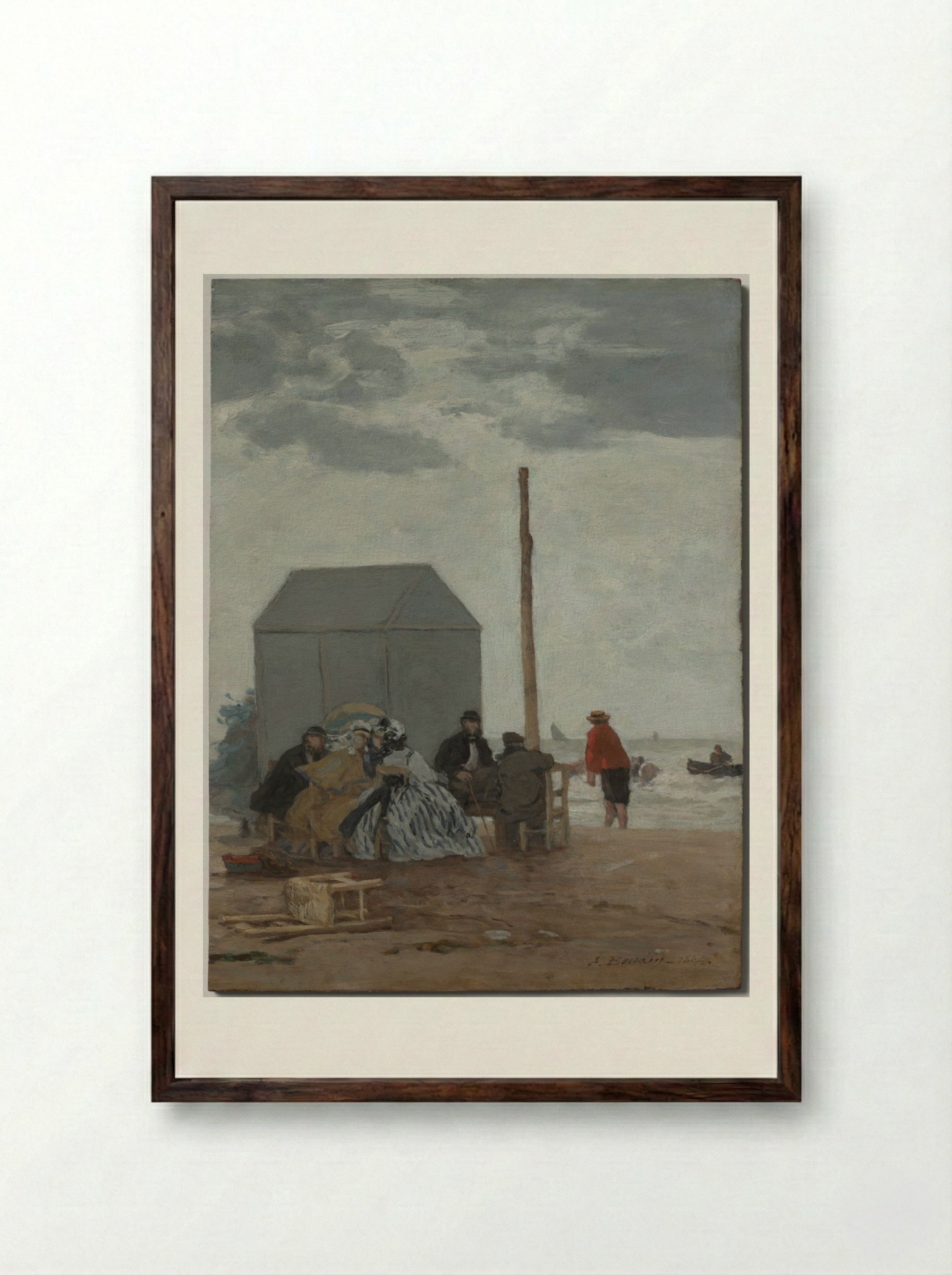 The Beach at Deauville - Eugène Boudin - Framed Print Dark Wood